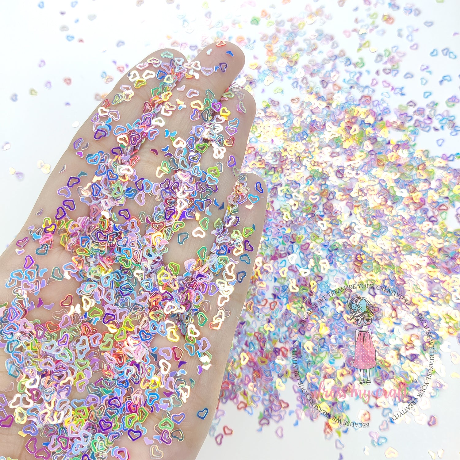 Holographic Rainbow Heart Sequins - 8gm