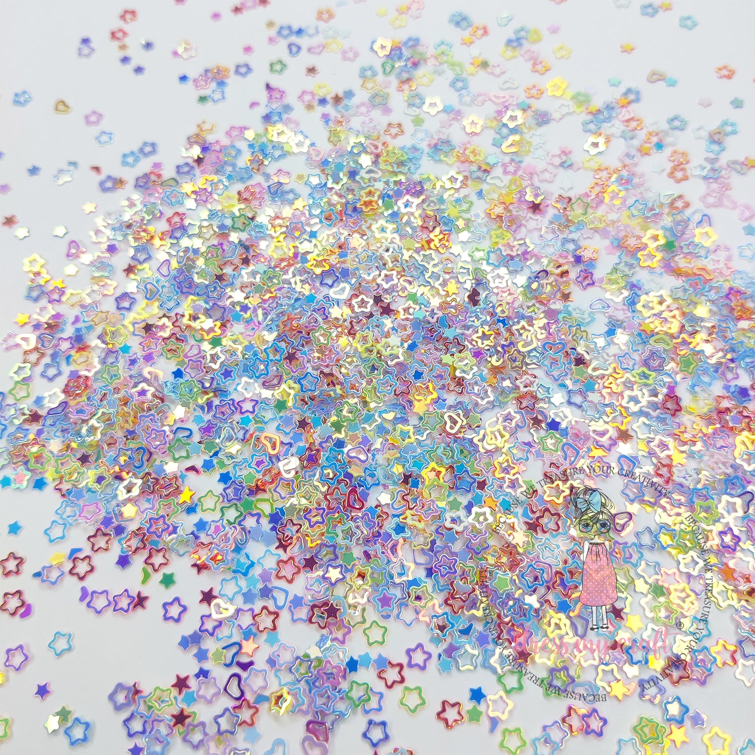 Holographic Rainbow Star Sequins - 8gm