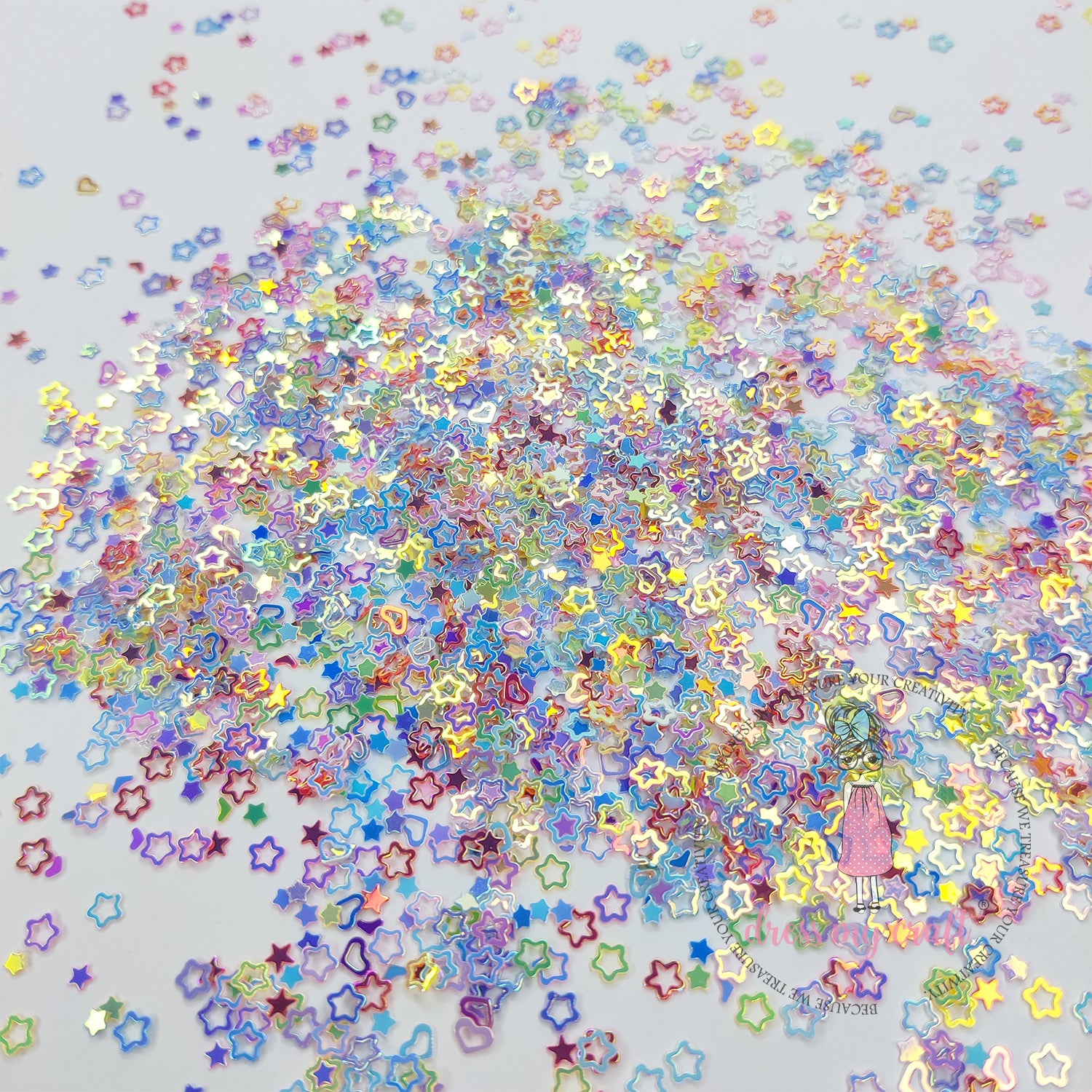 Holographic Rainbow Star Sequins - 8gm