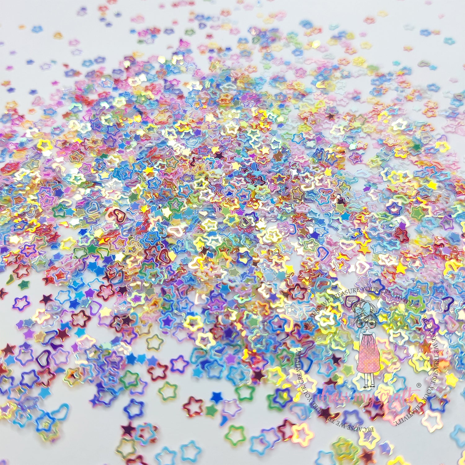 Holographic Rainbow Star Sequins - 8gm
