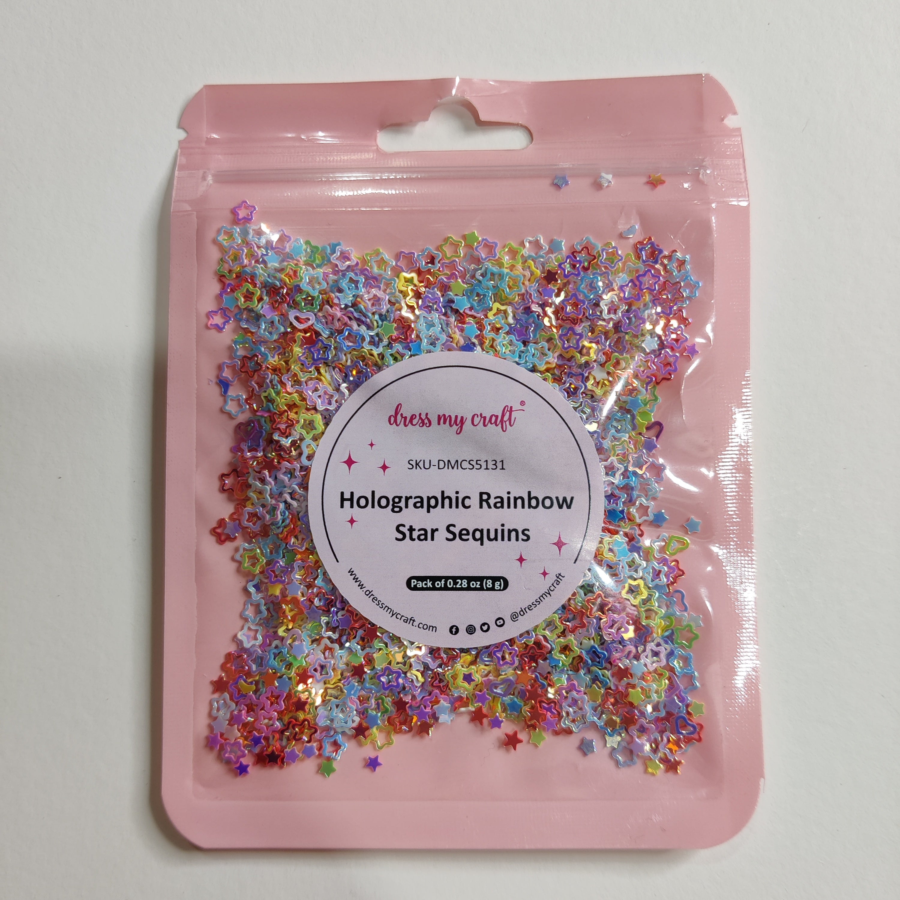 Holographic Rainbow Star Sequins - 8gm