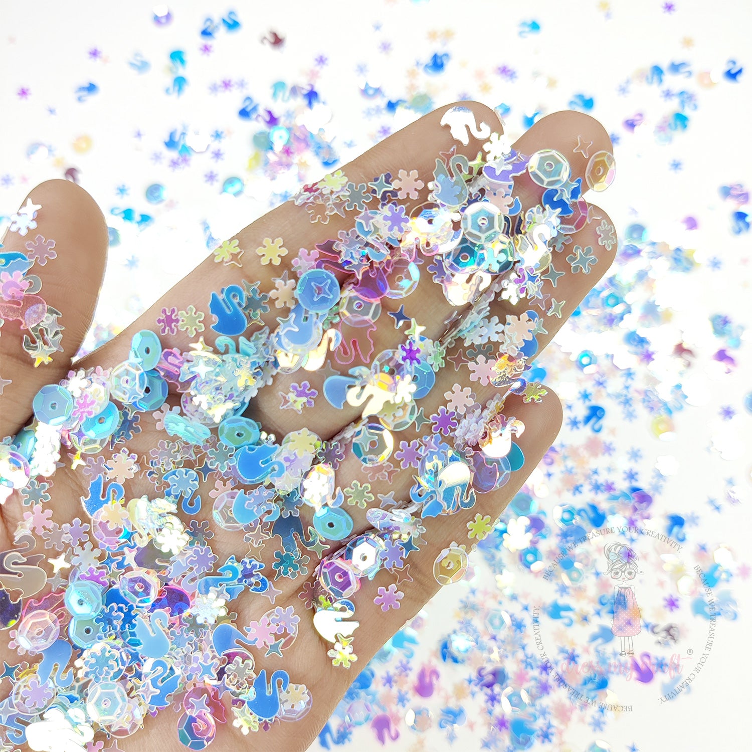 Shining Swan Mix Sequins Blue - 8gm