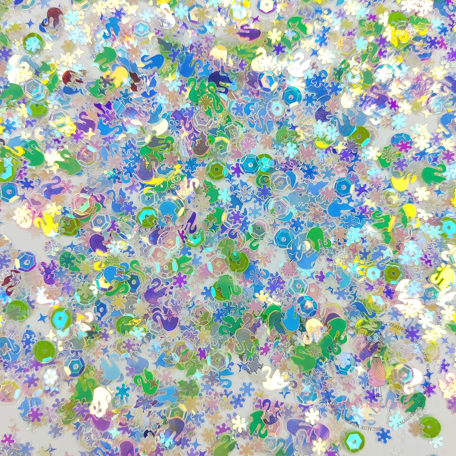 Shining Swan Mix Sequins Green  - 8gm