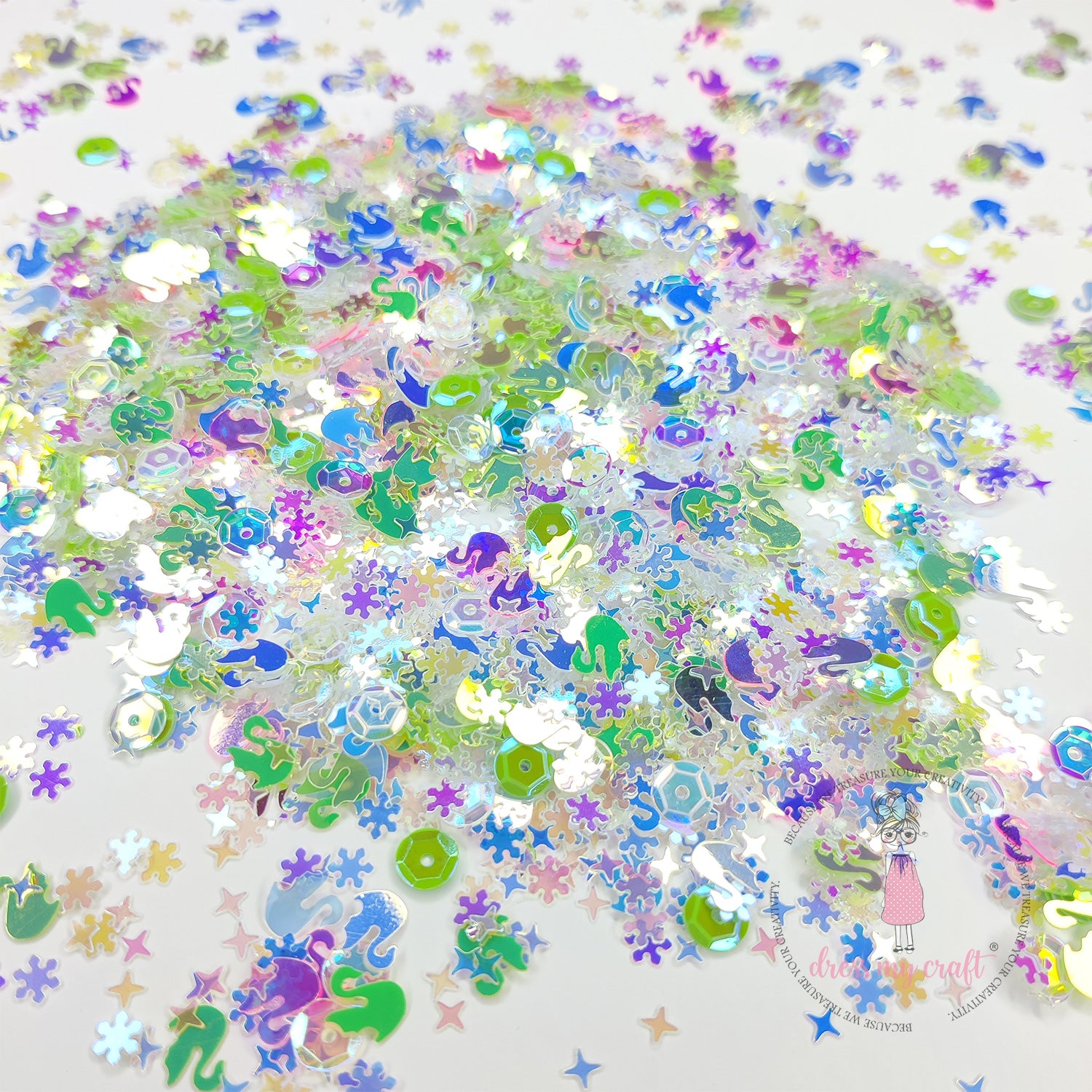 Shining Swan Mix Sequins Green  - 8gm