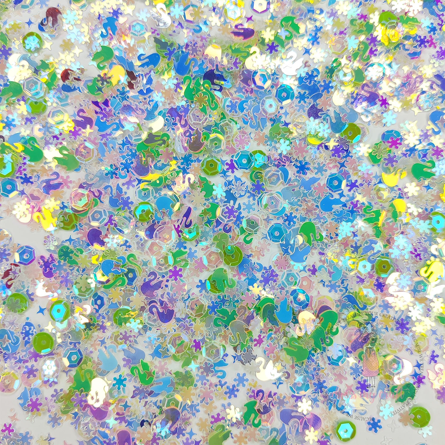 Shining Swan Mix Sequins Green  - 8gm