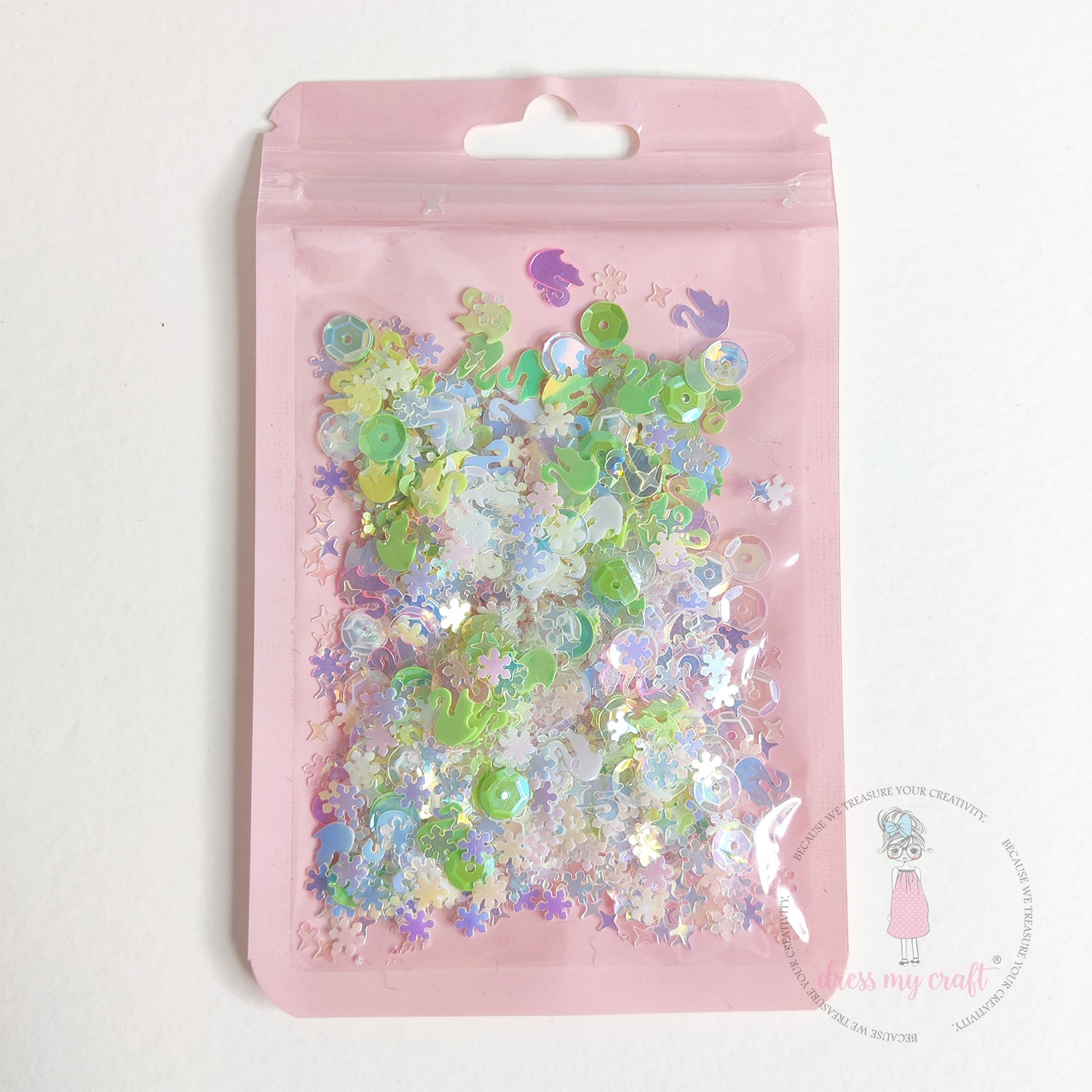 Shining Swan Mix Sequins Green  - 8gm