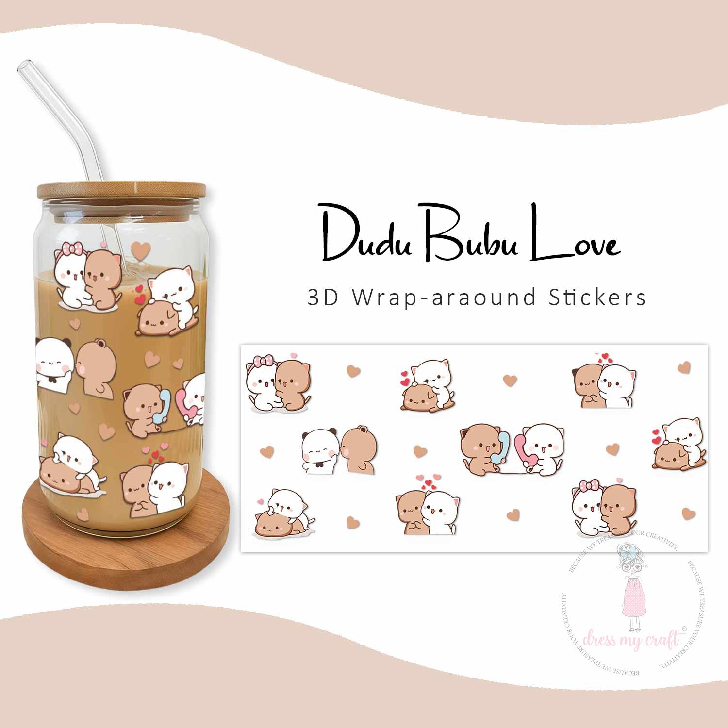 Bubu Dudu Love 3D wrap-around sticker