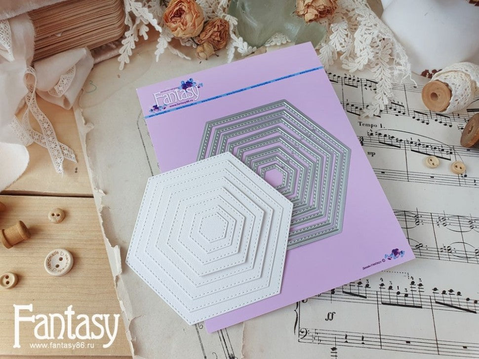 Fantasy Die-Cutting Knife "Hexagon with Stitch 1484"