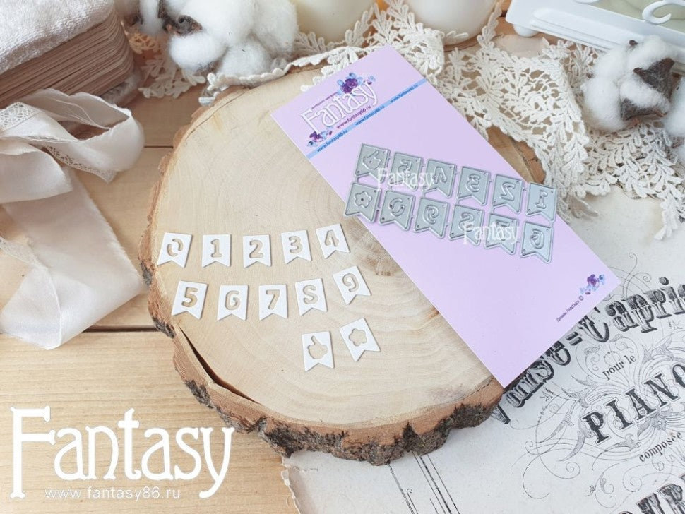 Fantasy Cutting Dies "Numbers Flags 1614" size 7.6*3.2 cm
