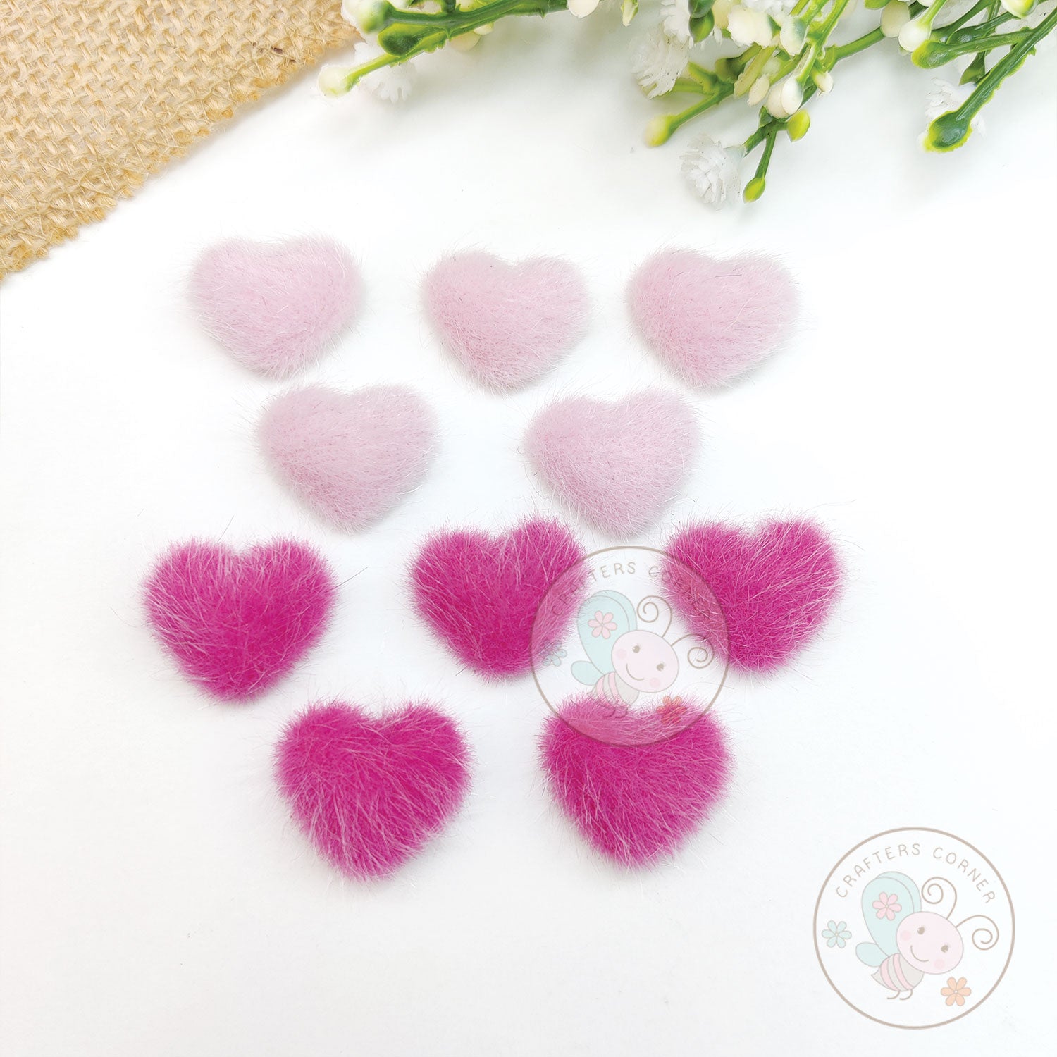 Flat Back Mini Velvet Fur Hearts