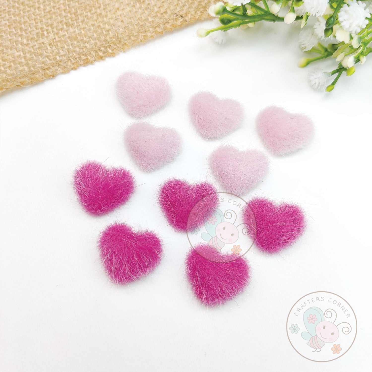 Flat Back Mini Velvet Fur Hearts
