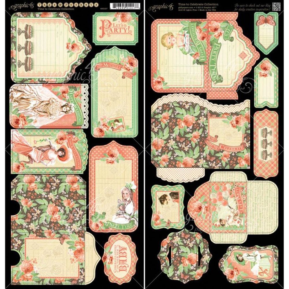 Chipboard Die-Cuts 6"X12" Sheet - Tags & Pockets