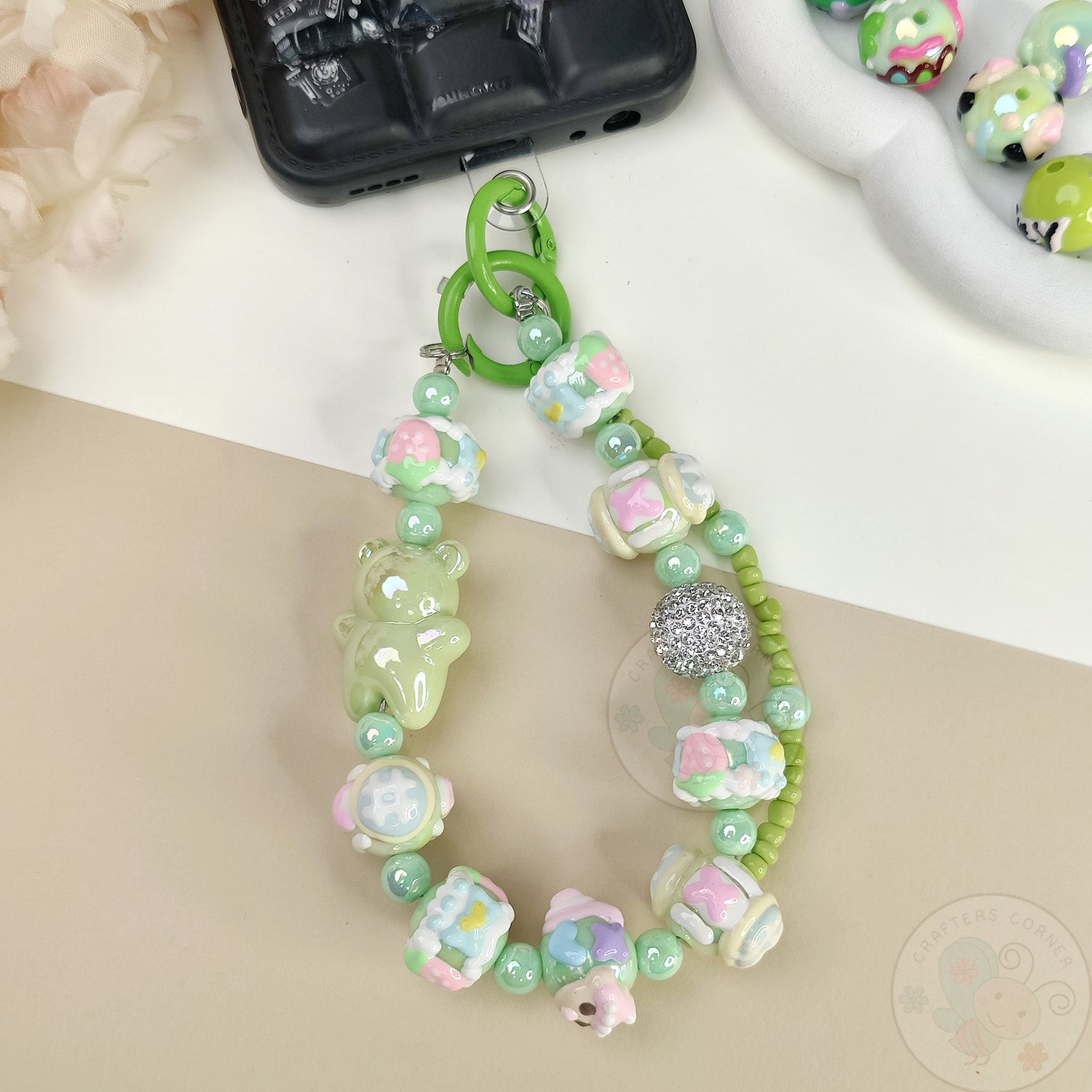 Handmade Kawaii Mobile Charm - Green Gummy Bear