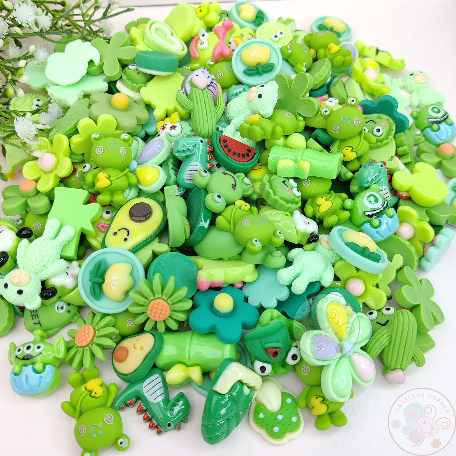 Green Family - Mix Flatback Cabochons Value Pack