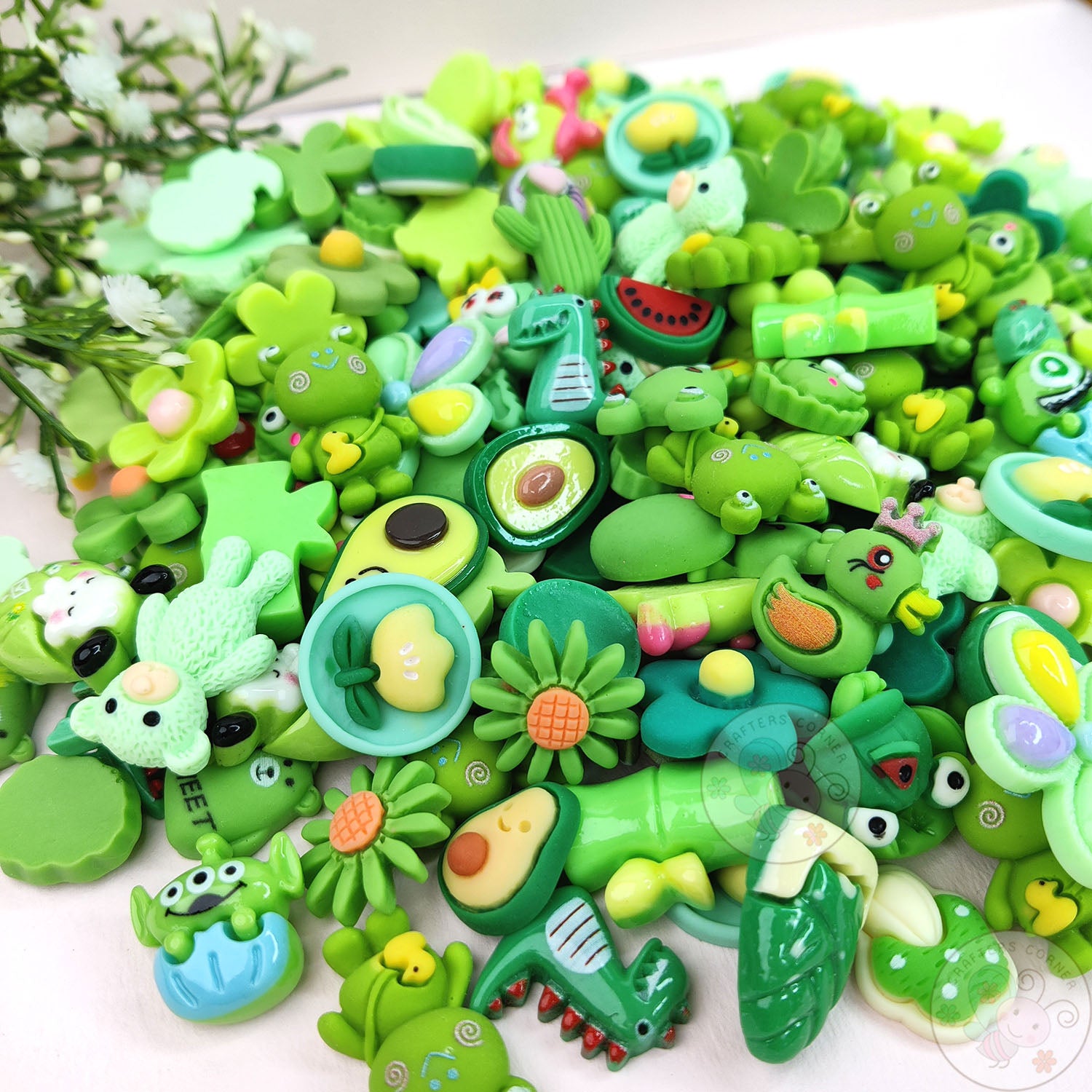 Green Family - Mix Flatback Cabochons Value Pack