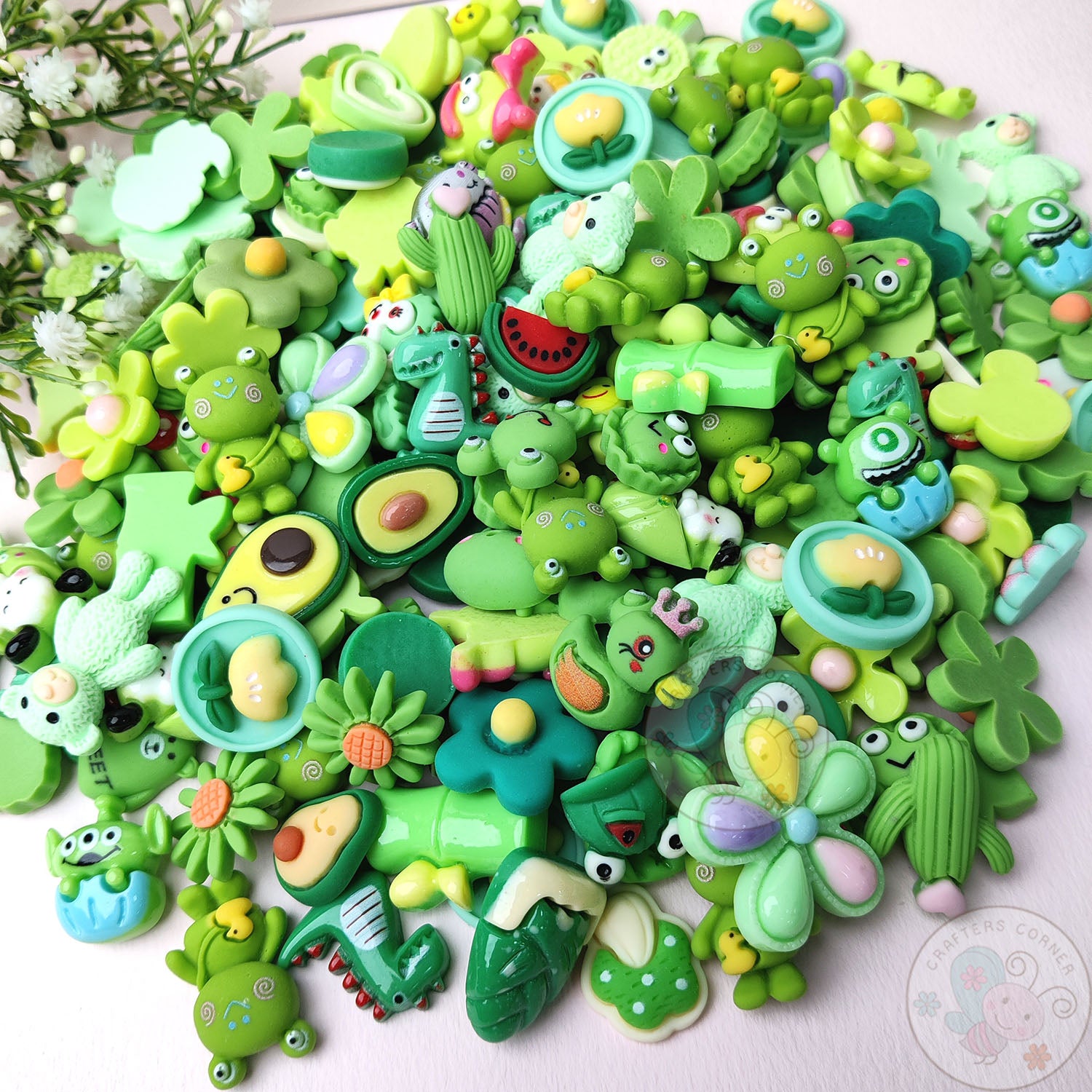 Green Family - Mix Flatback Cabochons Value Pack