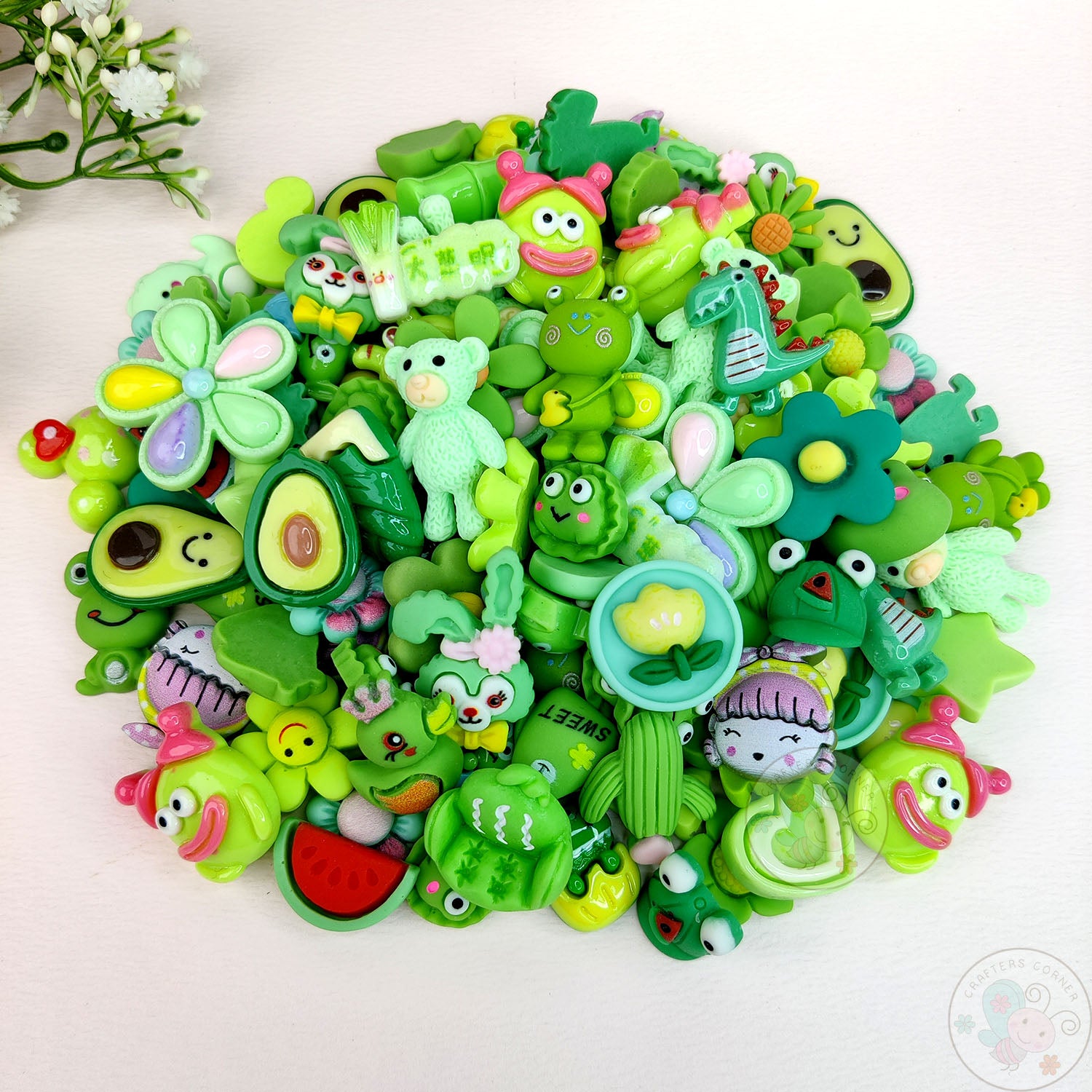 Green Family - Mix Flatback Cabochons Value Pack