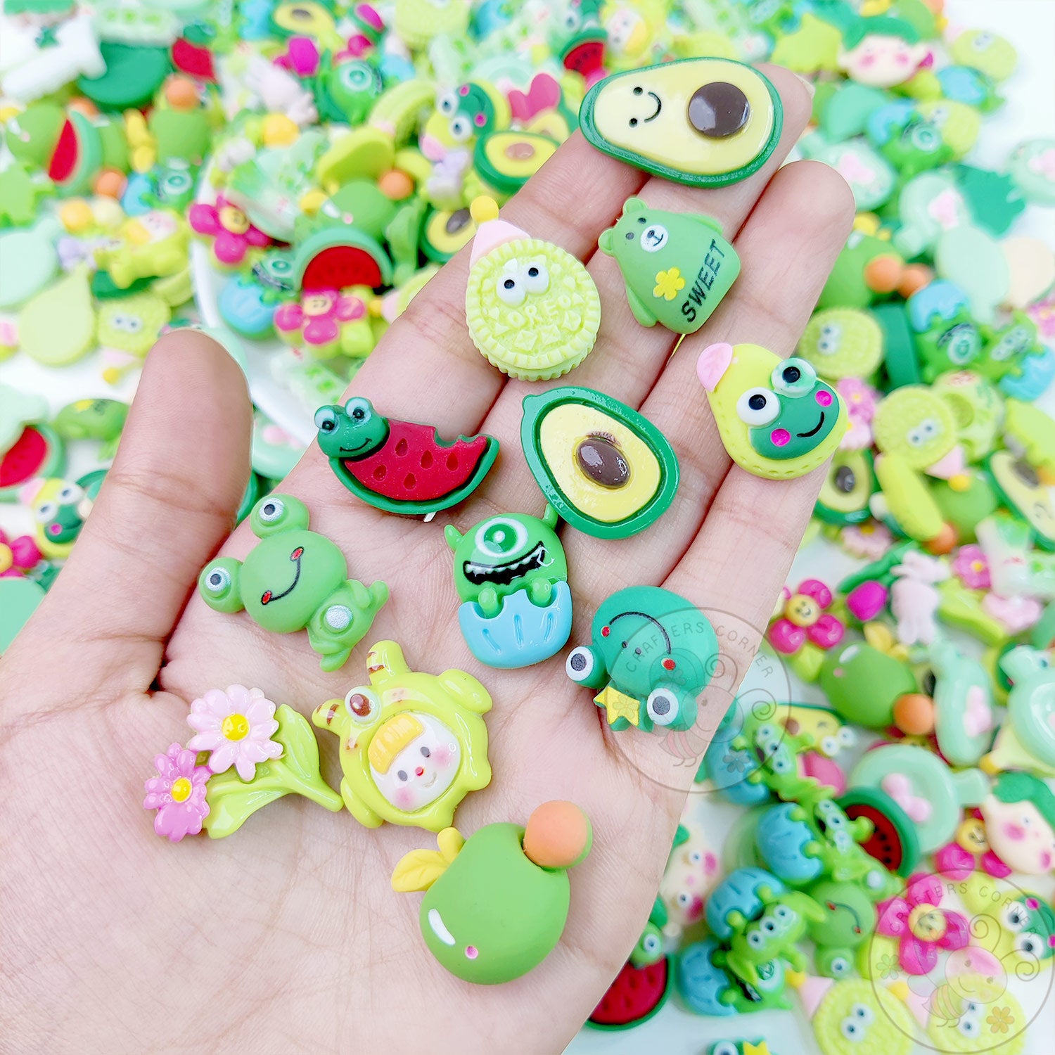 Green Family - Mix Flatback Cabochons Pack (20g) - Vol 2