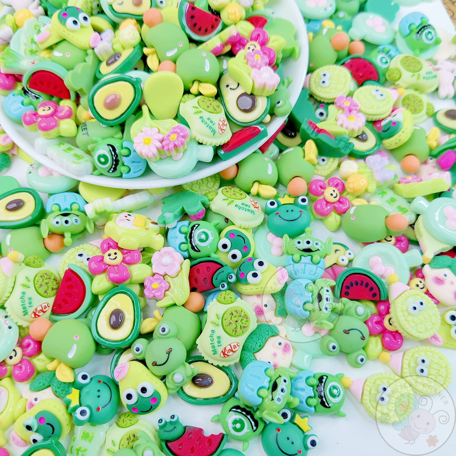 Green Family - Mix Flatback Cabochons Pack (20g) - Vol 2