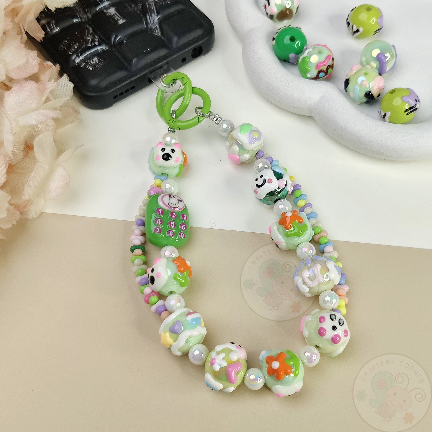 Handmade Kawaii Mobile Charm - Green Mobile