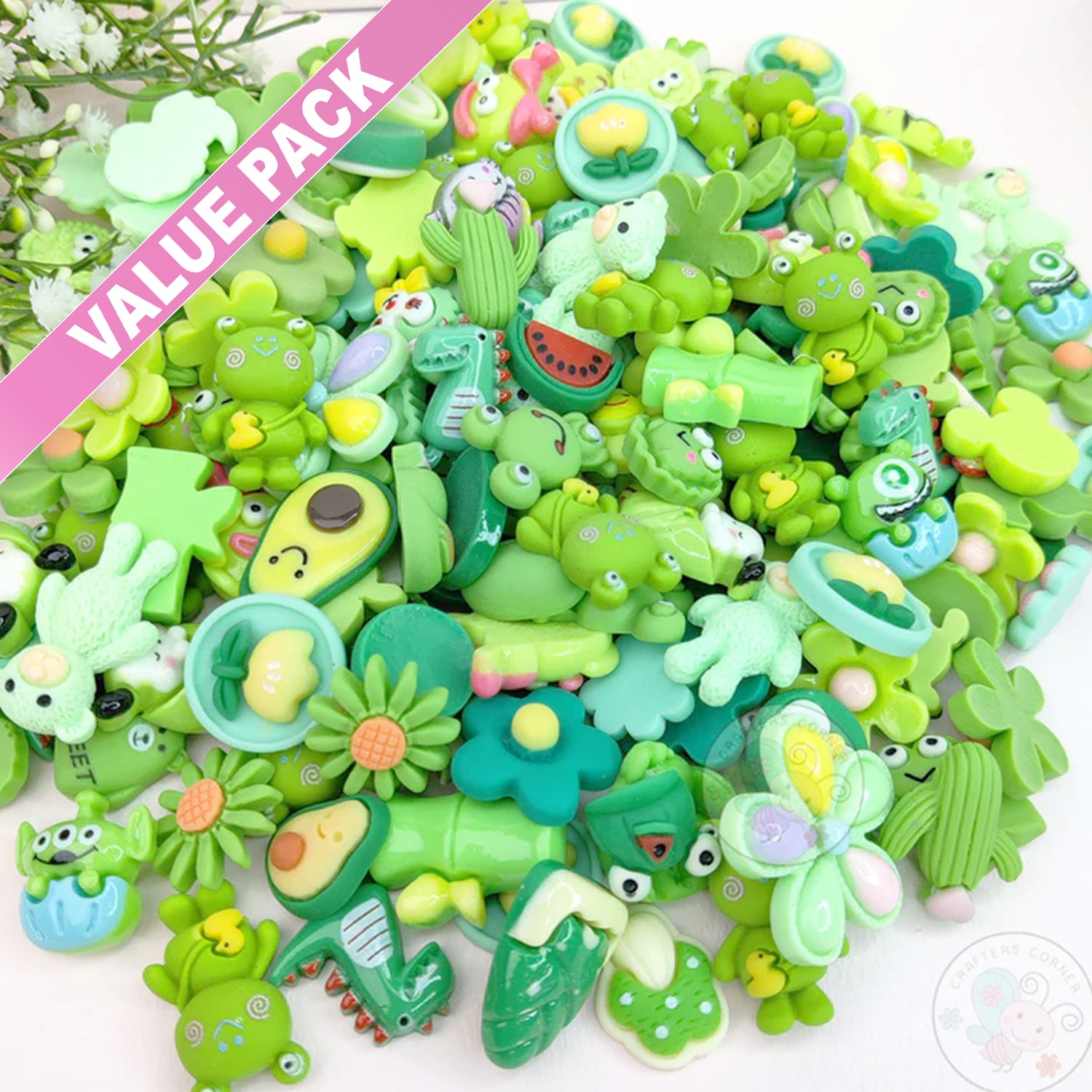 Green Family - Mix Flatback Cabochons Value Pack