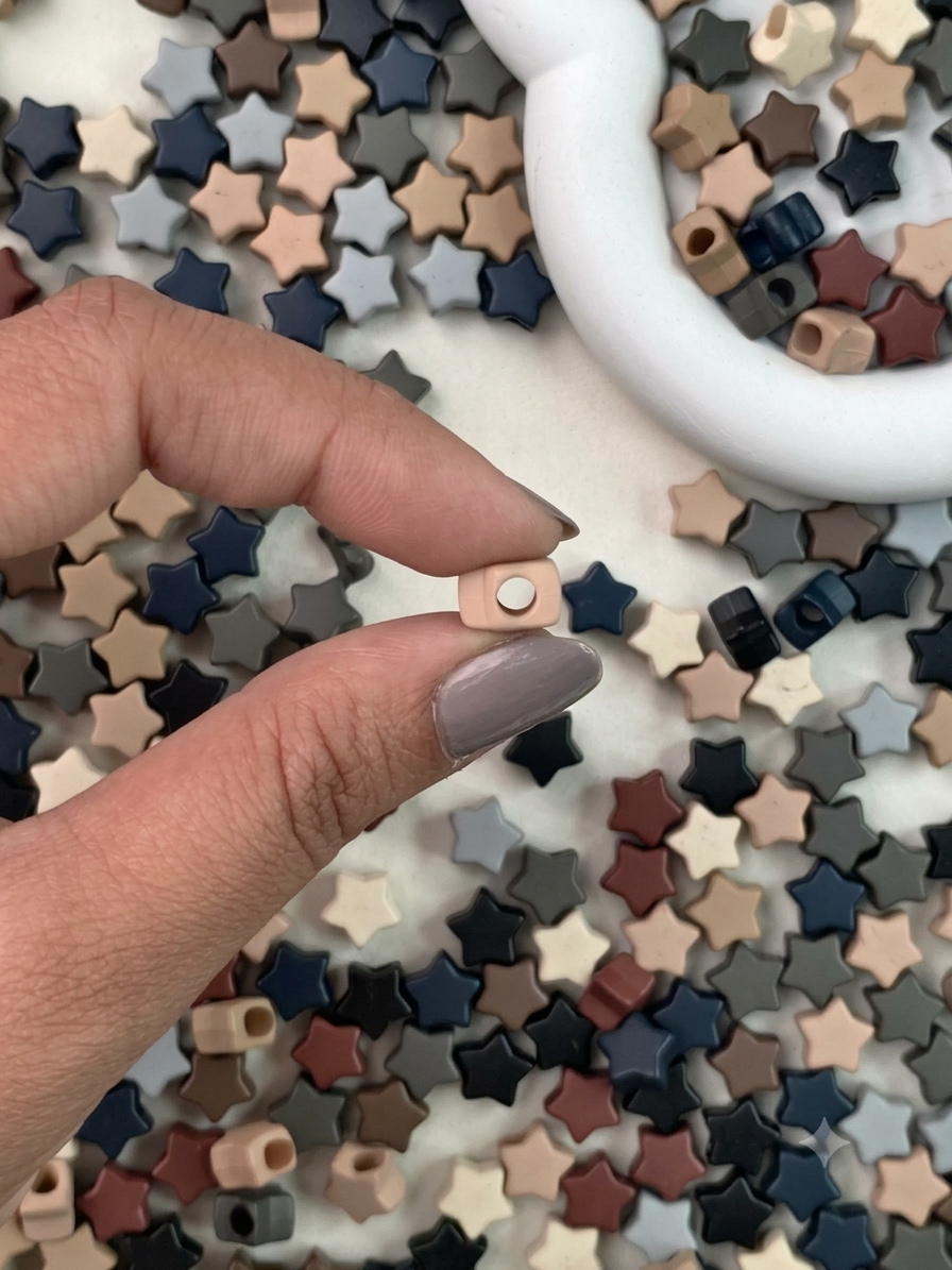 Matt Earthy Tones Stars Beads - 50 Gms