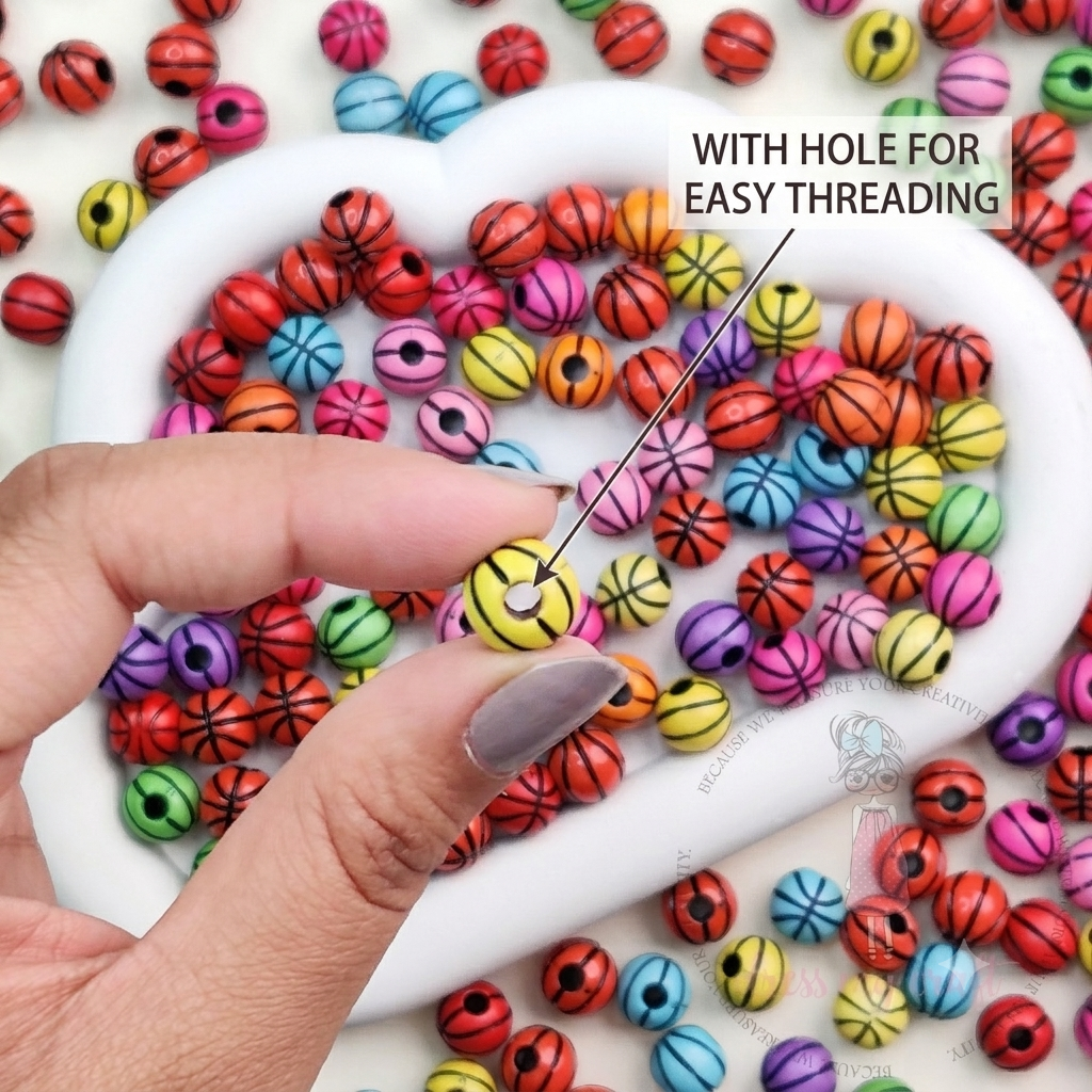 Multicolor Mini Basket Ball Beads - 30 Pcs