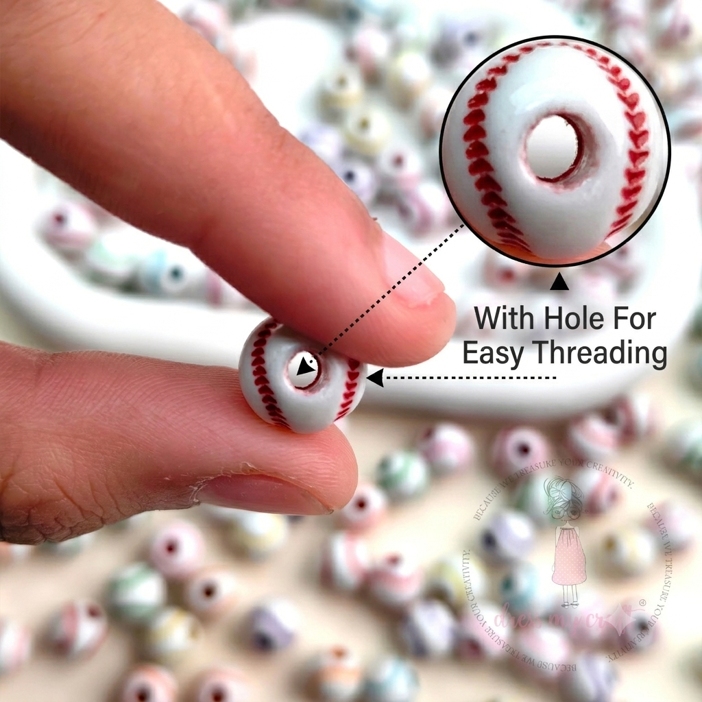 Multicolor Mini Baseball Beads - 30 Pcs