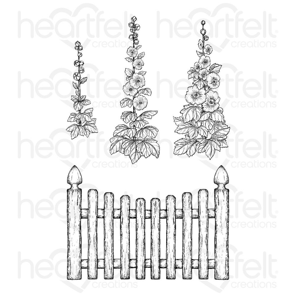 Hollyhock Fence Cling Stamp Set