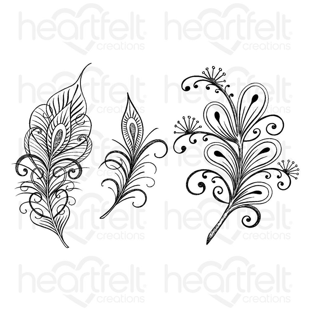 Floral Feathers Cling Stamp Set