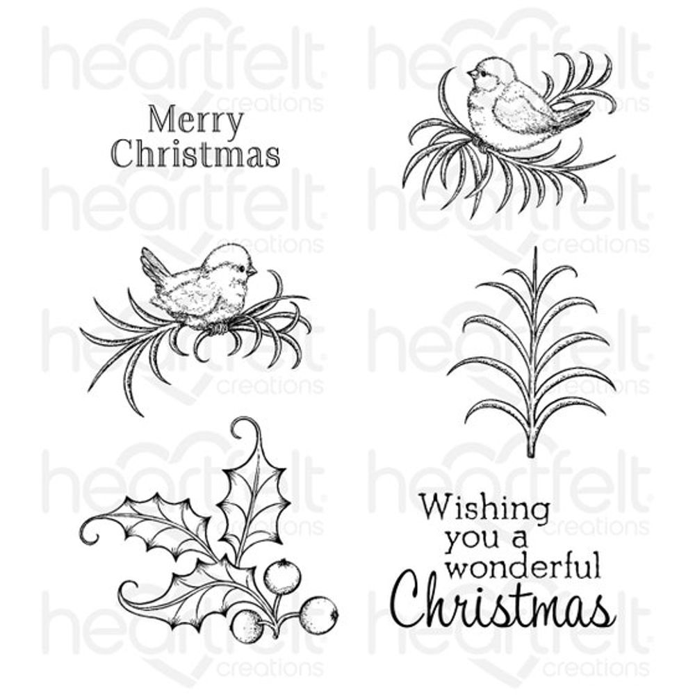 Christmas Holly Accents Cling Stamp Set