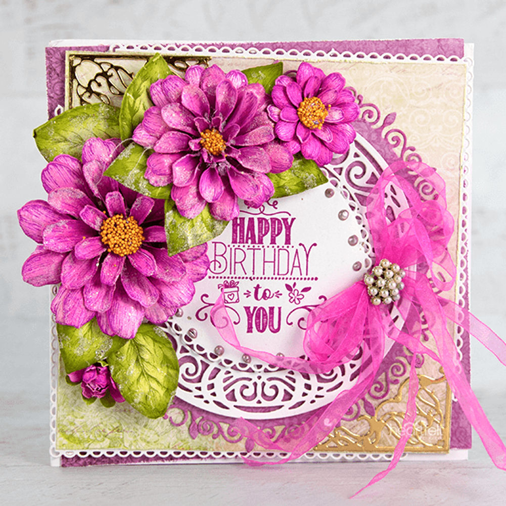 Large Garden Zinnia Cling Stamp Set