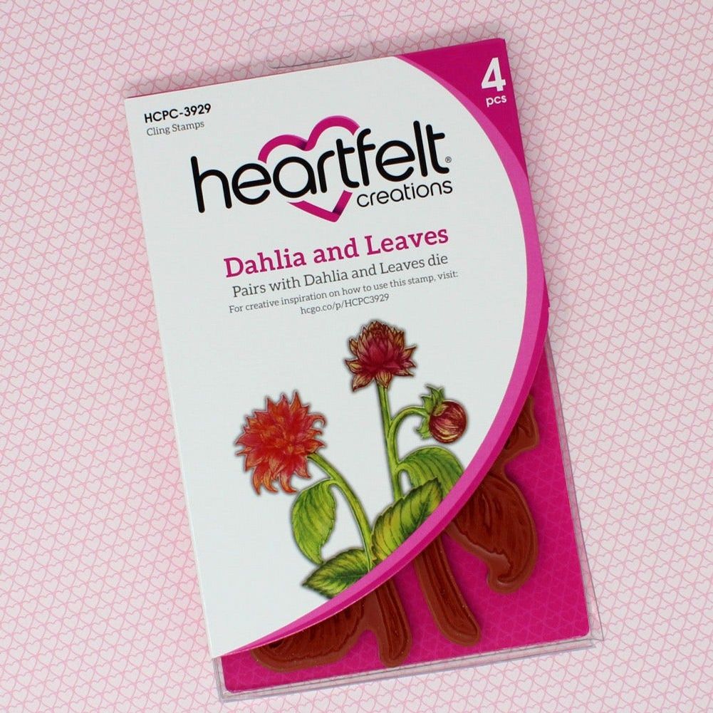 Dahlia and Leaves Cling Stamp Set