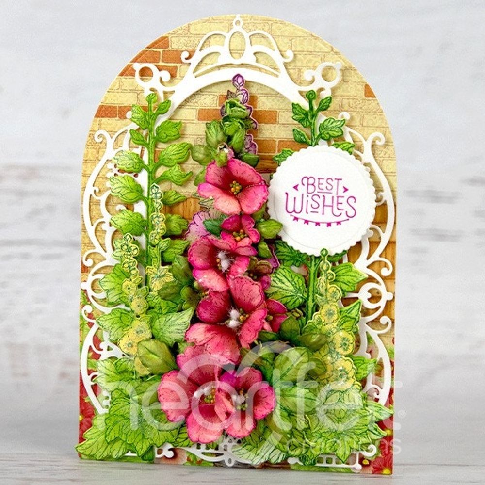 Hollyhock Petals & Leaves Cling Stamp Set