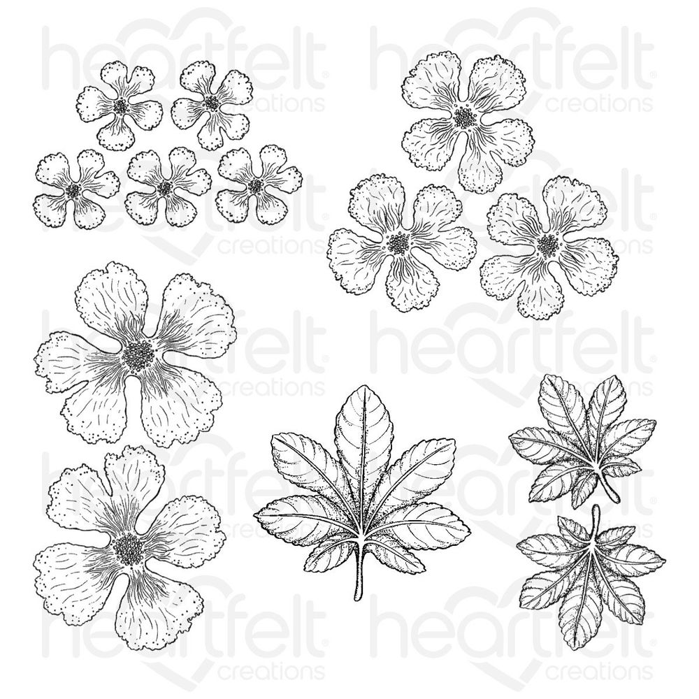 Hollyhock Petals & Leaves Cling Stamp Set