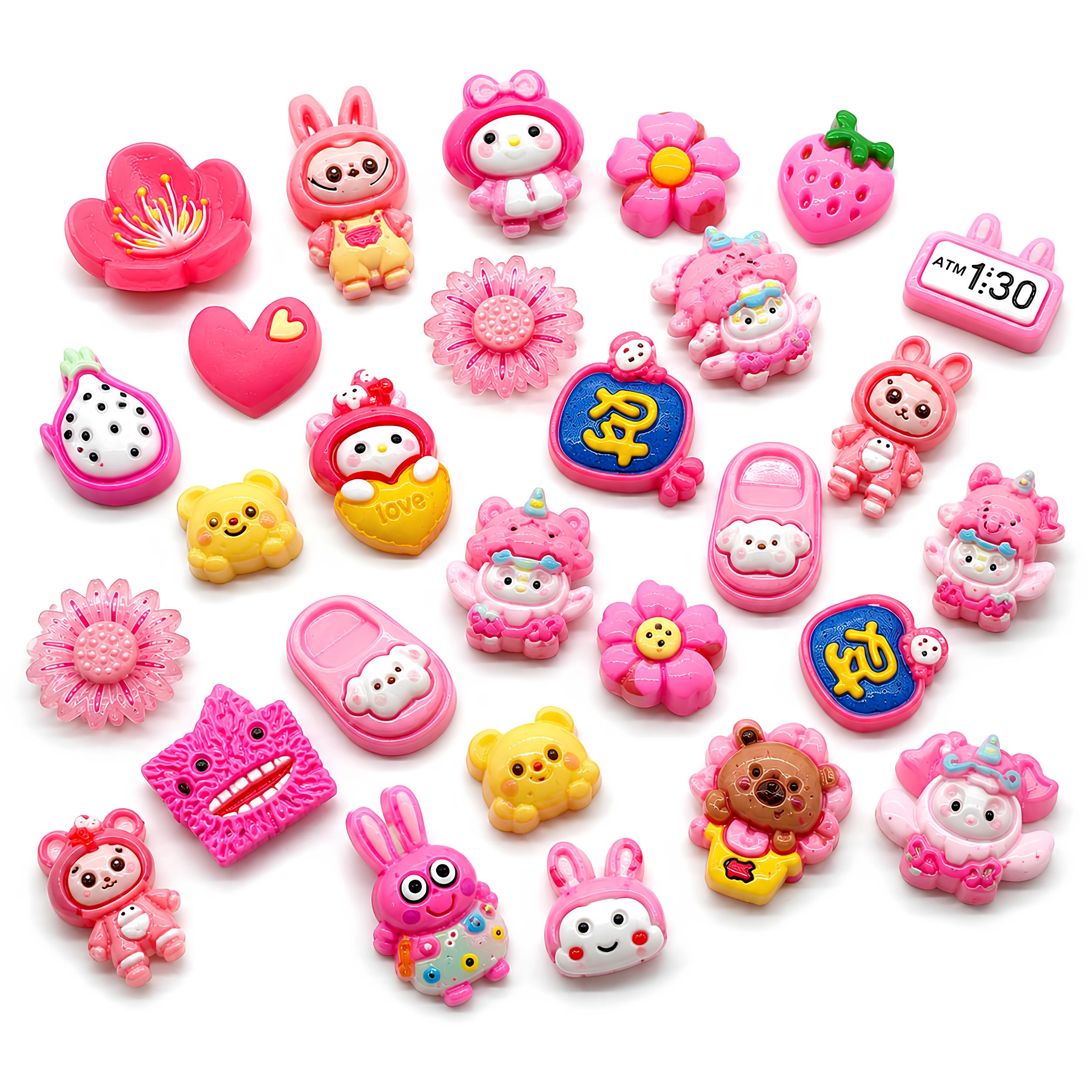 Hot Pink Cute Family - Mix Flatback Cabochons Pack
