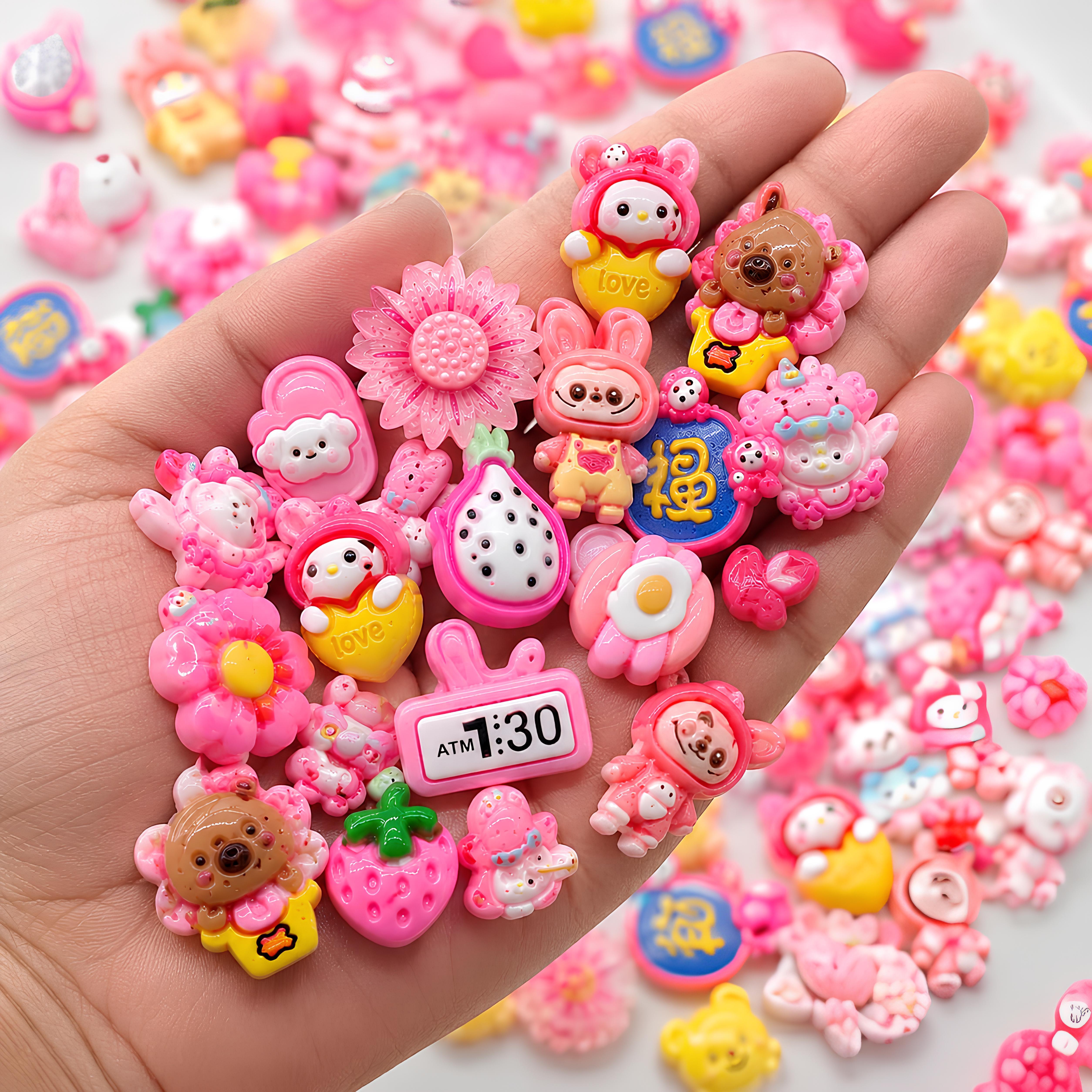 Hot Pink Cute Family - Mix Flatback Cabochons Pack
