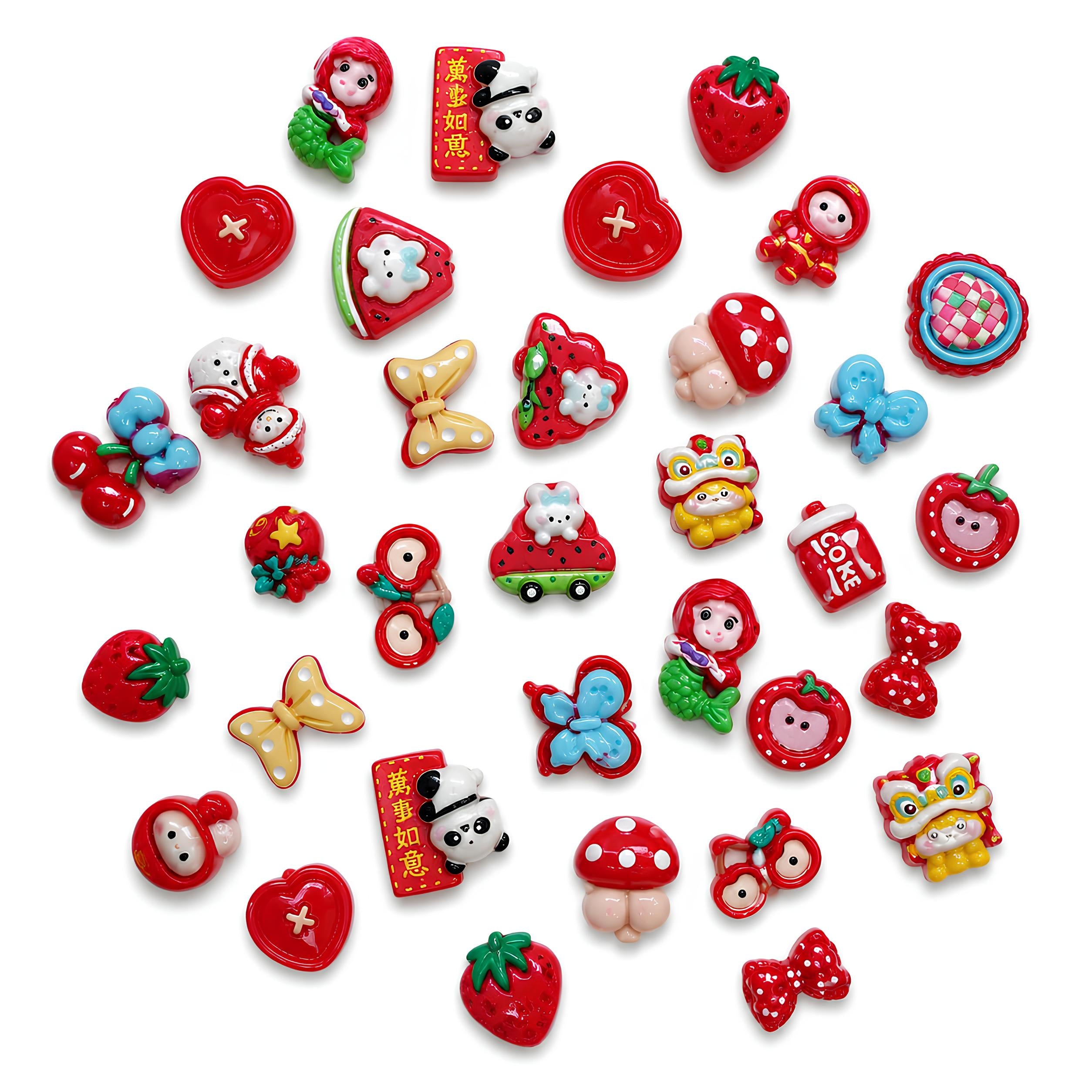 Red Family - Mix Flatback Cabochons Pack