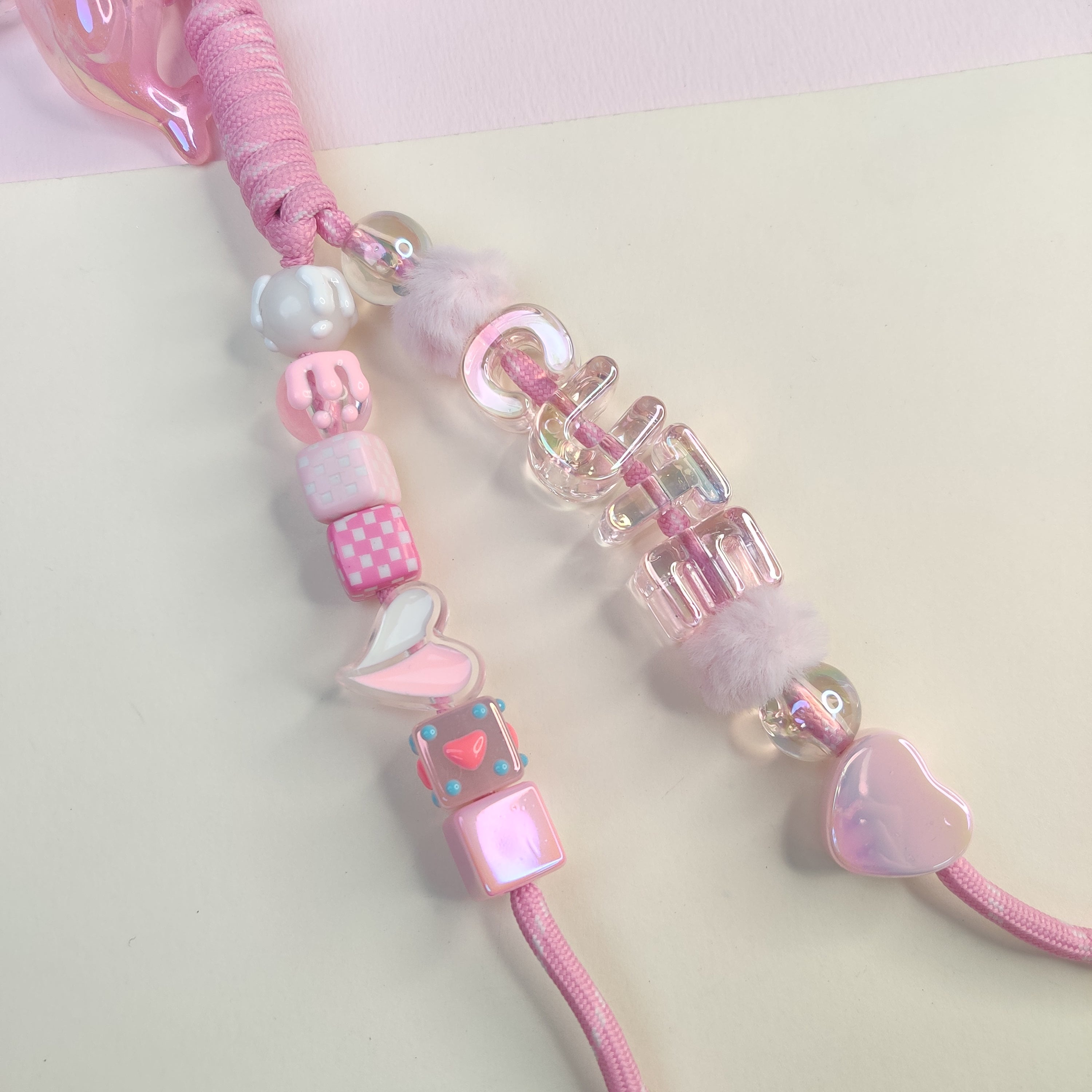 Holographic Acrylic Square Beads - Blush Pink