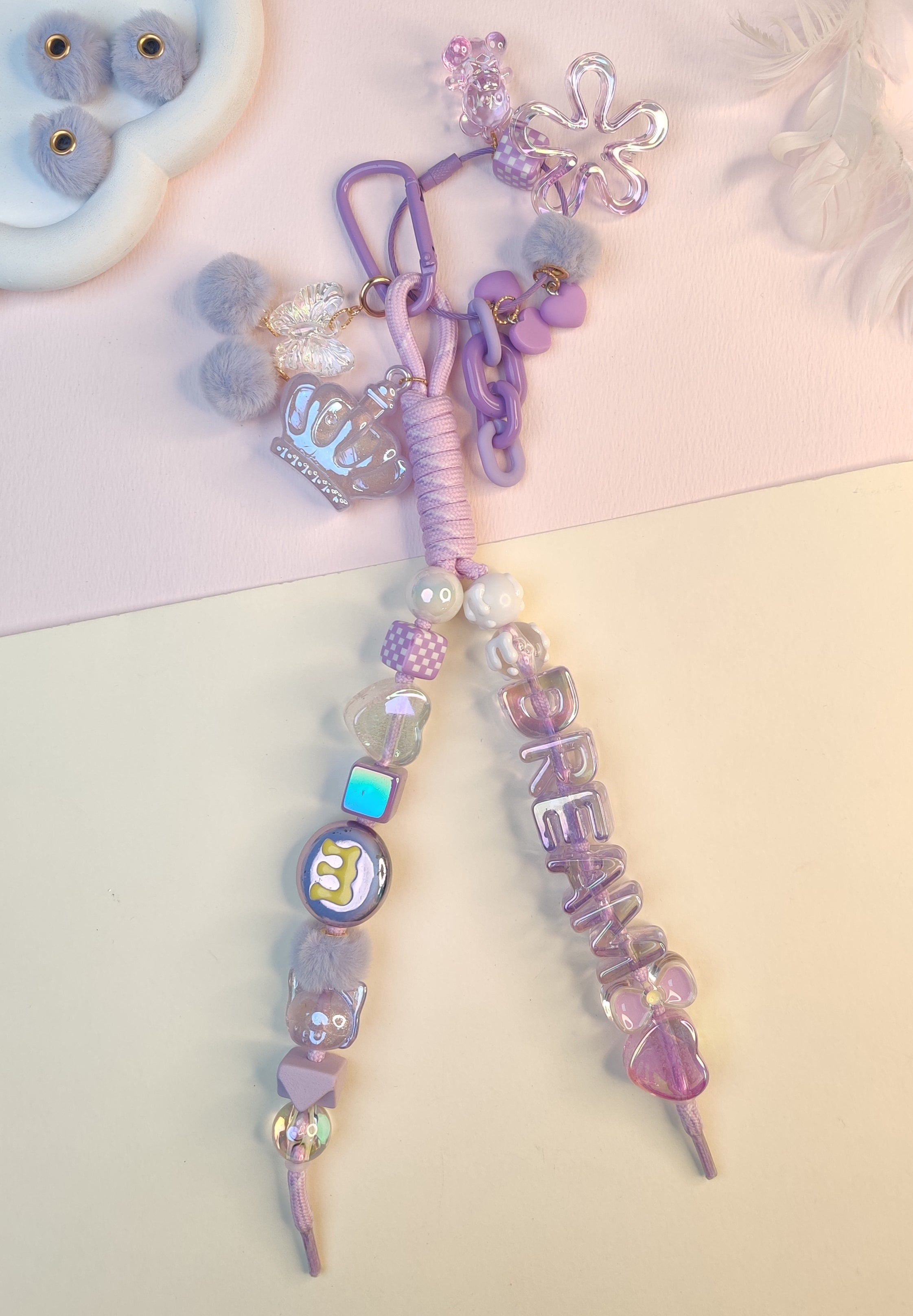 Holographic Acrylic Square Beads - Mauve