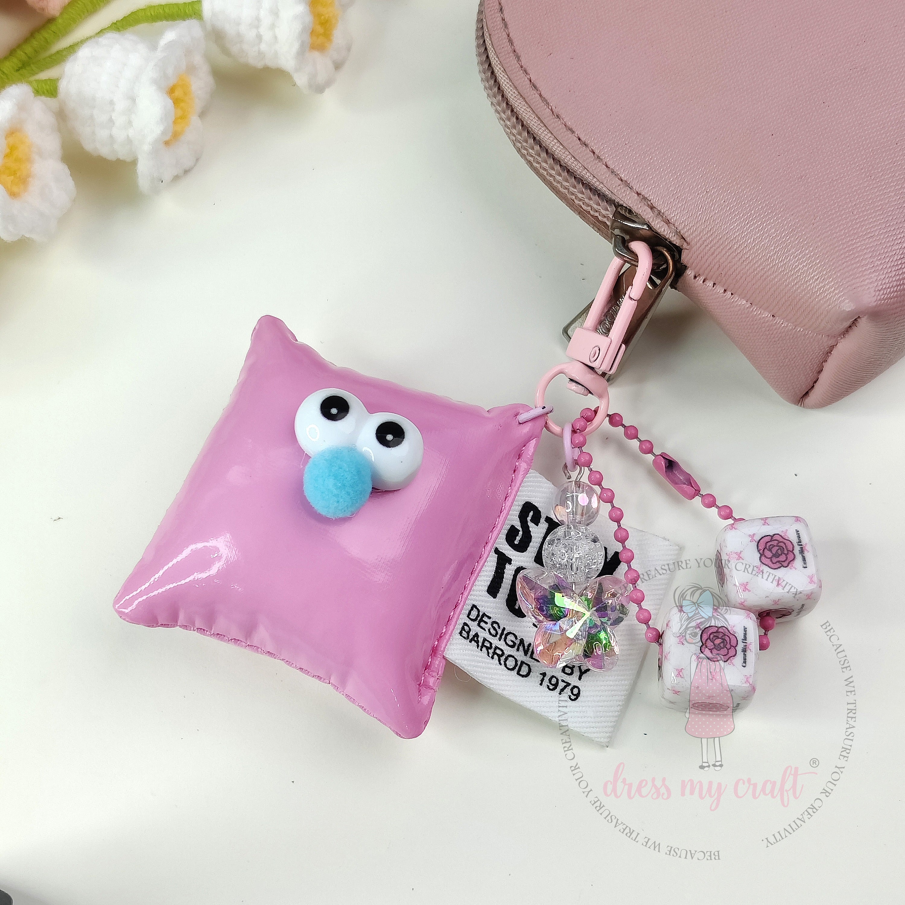 Cute Puffy Cushions With Big Eyes - Pastel Pink