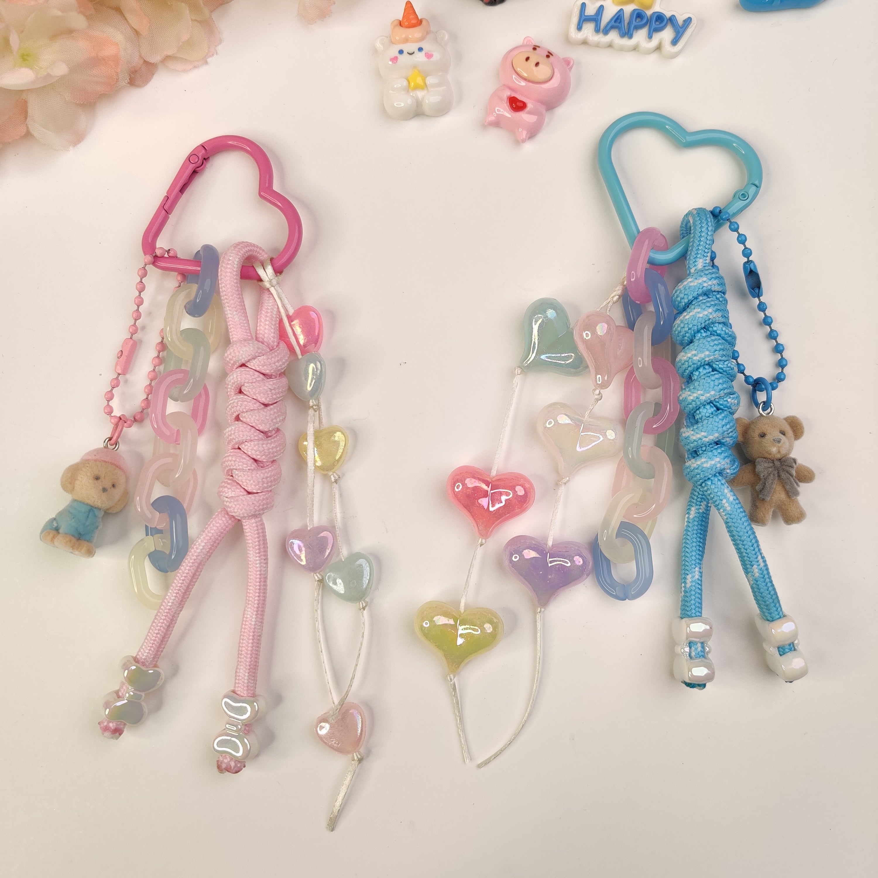 Pastel Holographic Shiny Bow Beads - White
