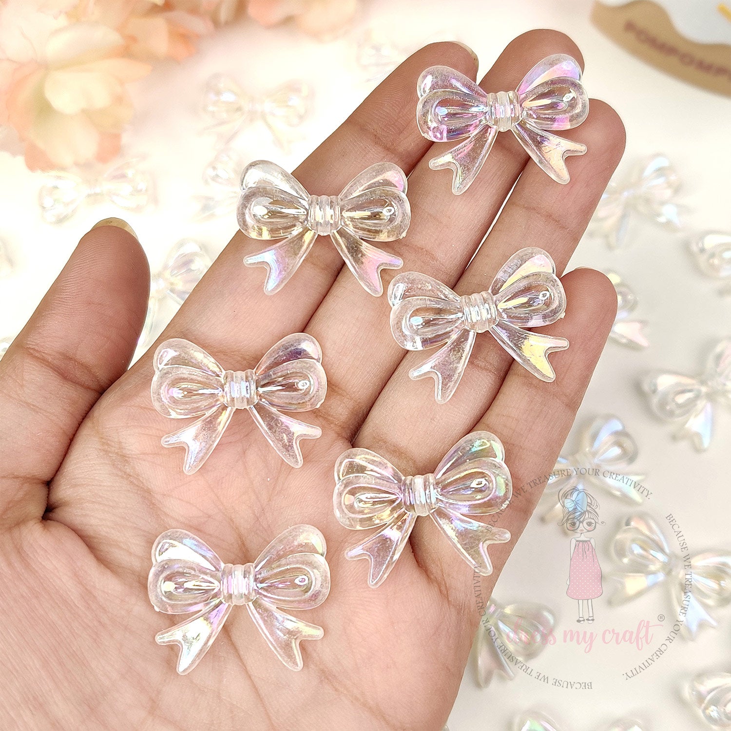 Holographic Pearl Bow Beads