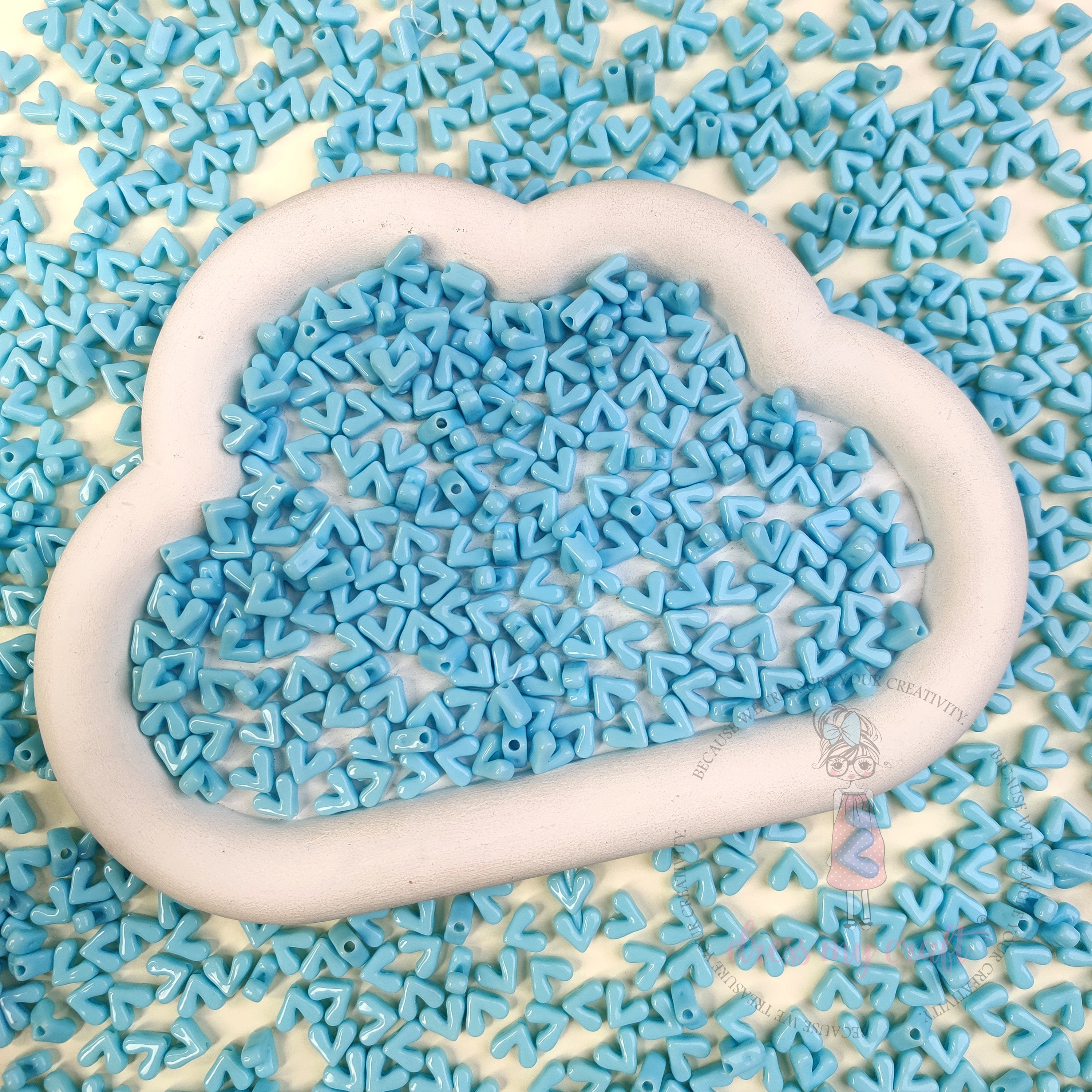 Pastel Blue Heart Beads