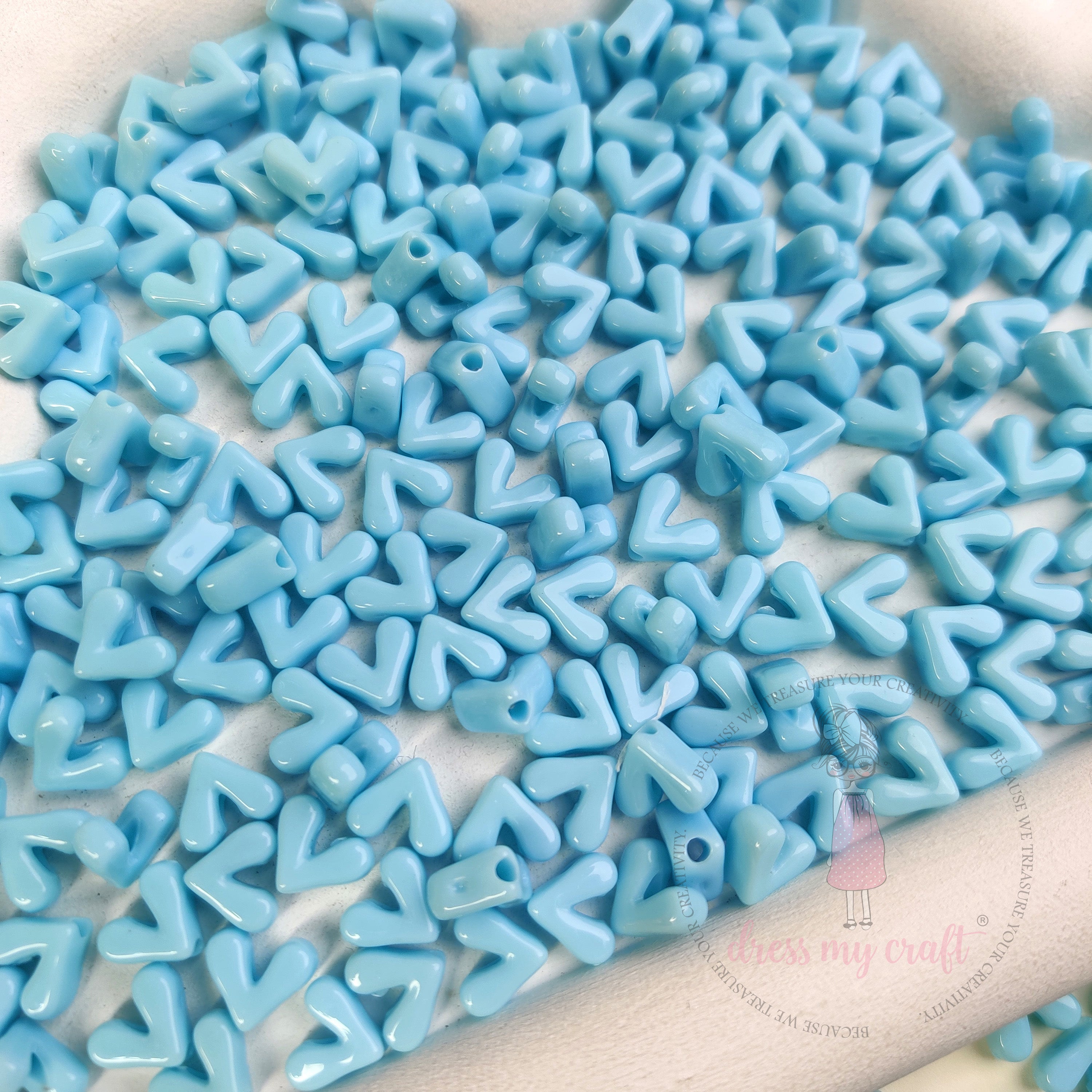 Pastel Blue Heart Beads