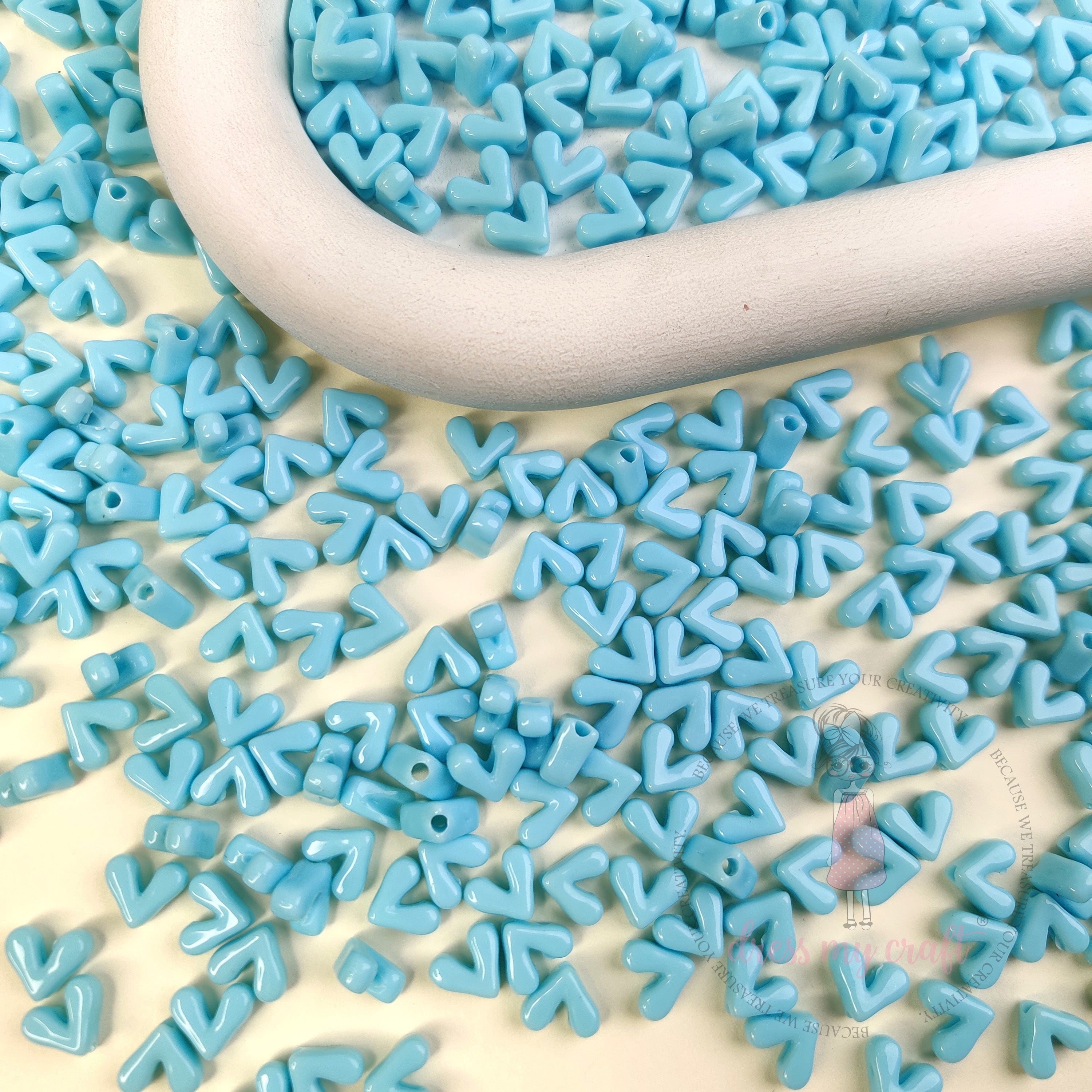 Pastel Blue Heart Beads
