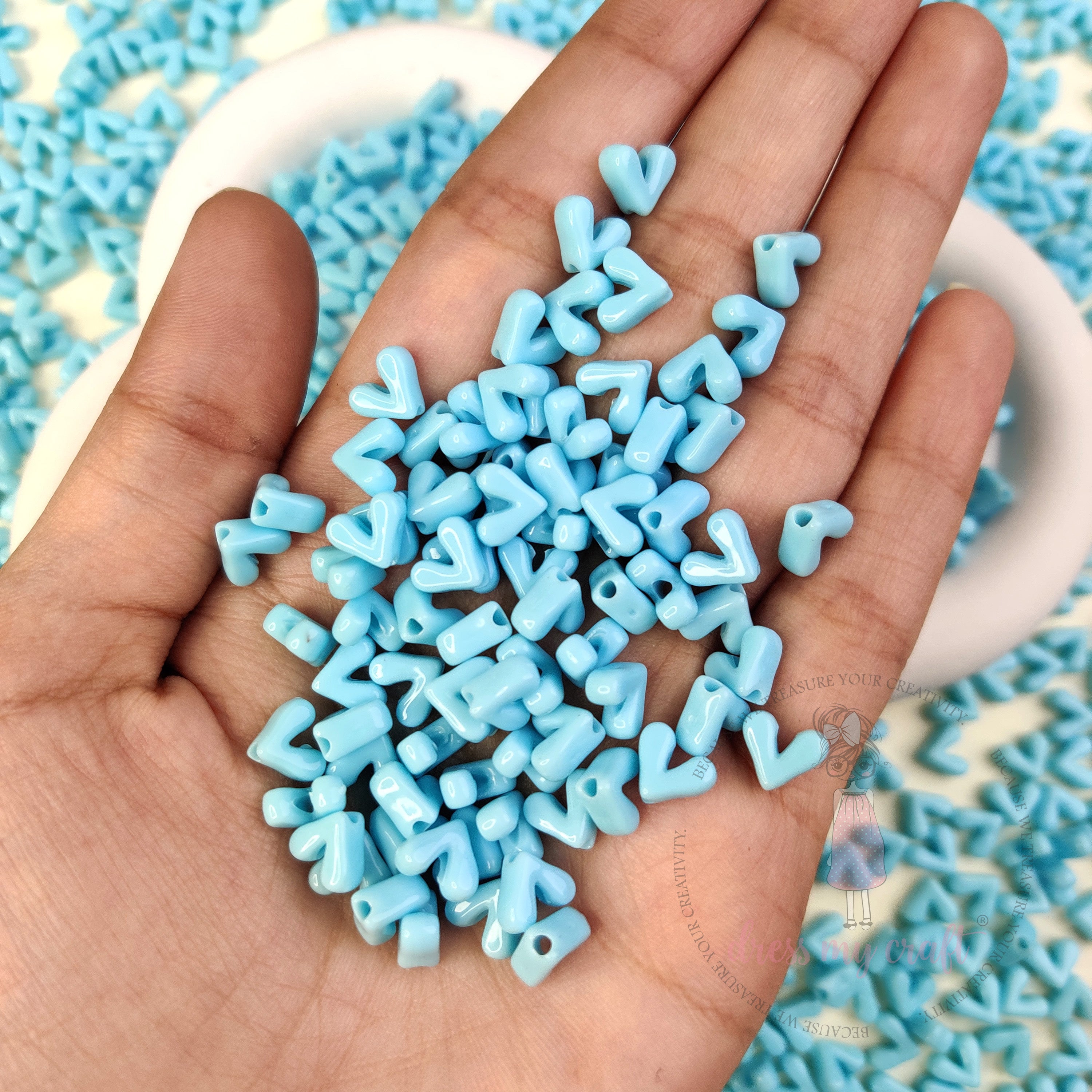 Pastel Blue Heart Beads