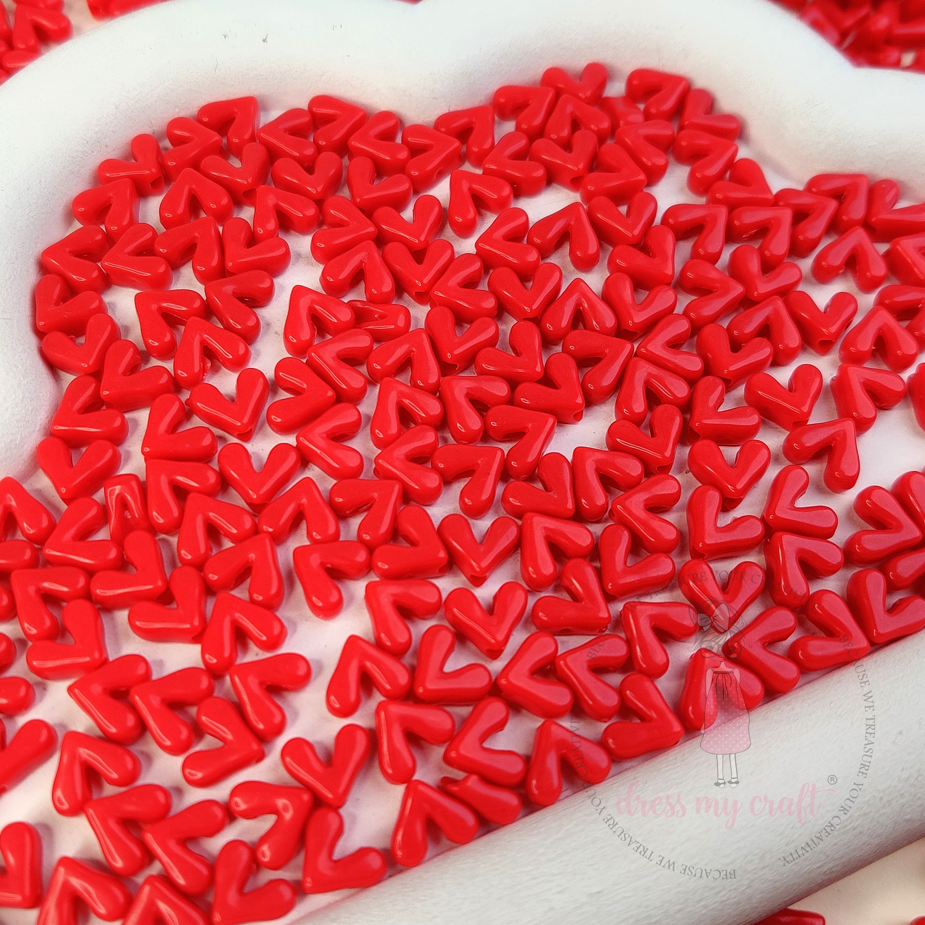Glossy Red Heart Beads