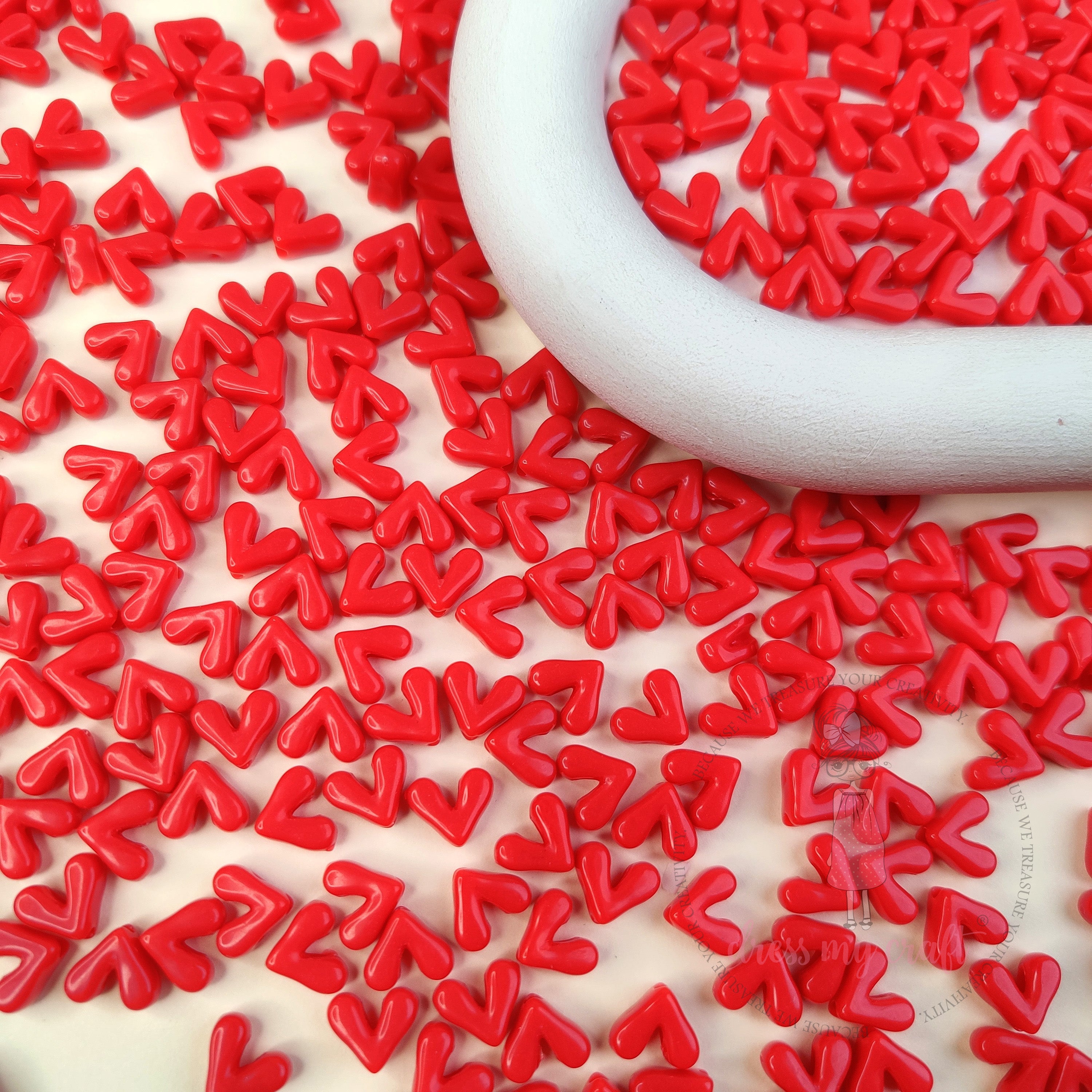 Glossy Red Heart Beads