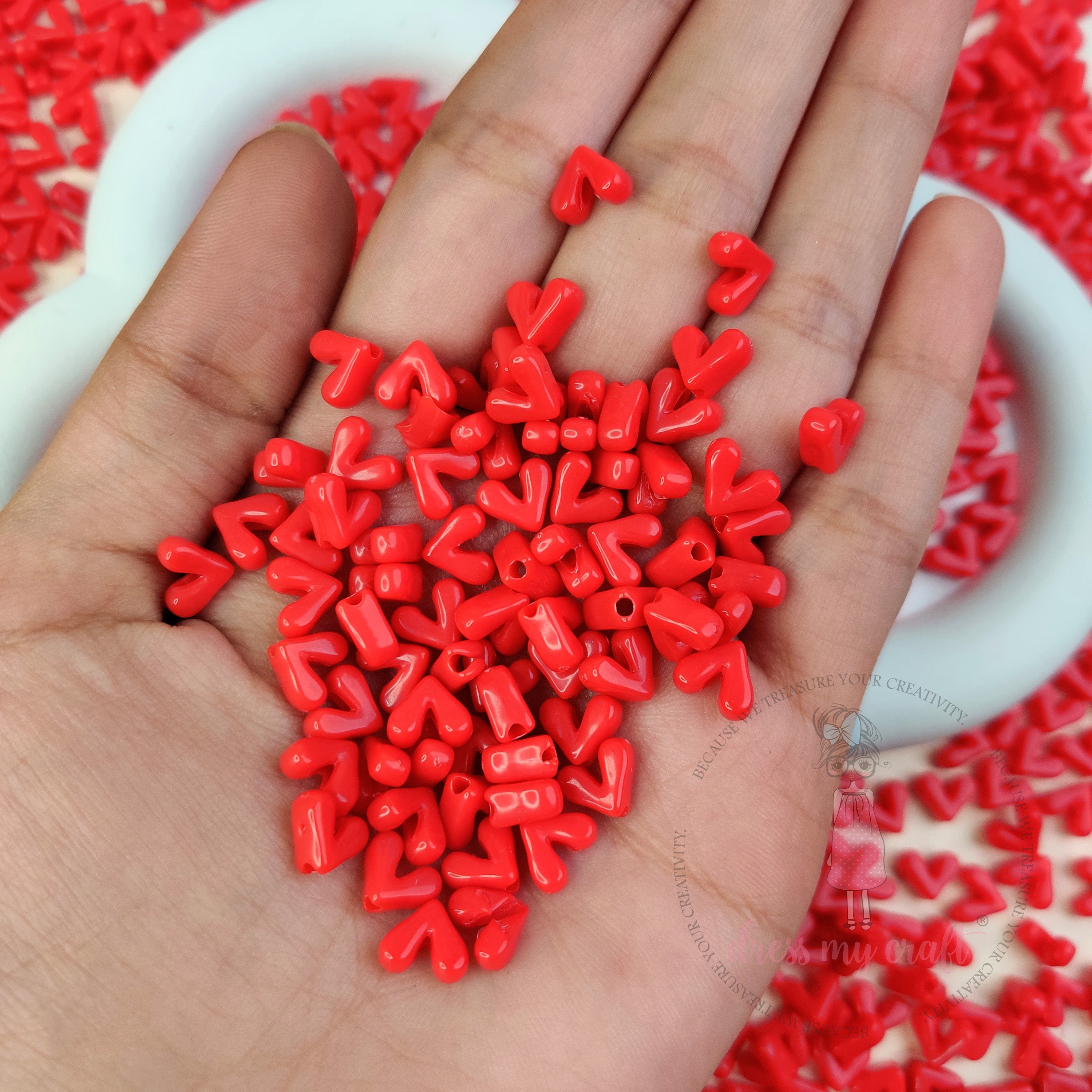Glossy Red Heart Beads